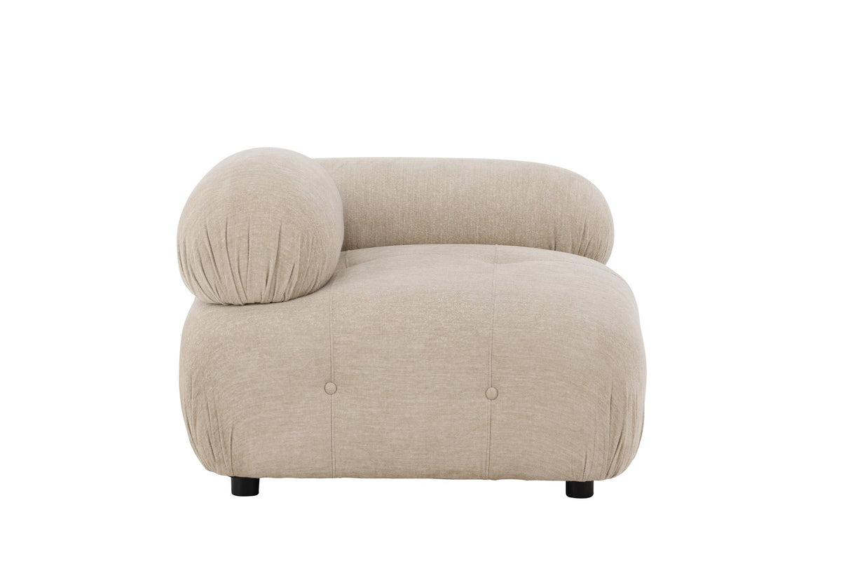 Mika Sofa Modul von Venture Home in Beige: gepolstertes Sitzelement aus Polyester mit schwarzen Beinen, Teil eines modularen Sofasystems.