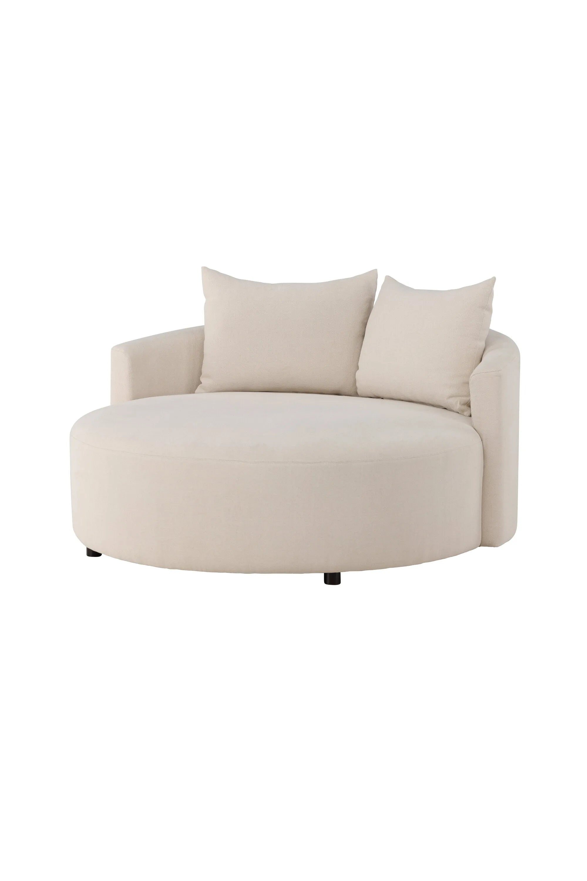 Das Kelso-Sofa vereint stilvolles Design und Komfort in einem eleganten, beigen Polyester Linen-Bezug.