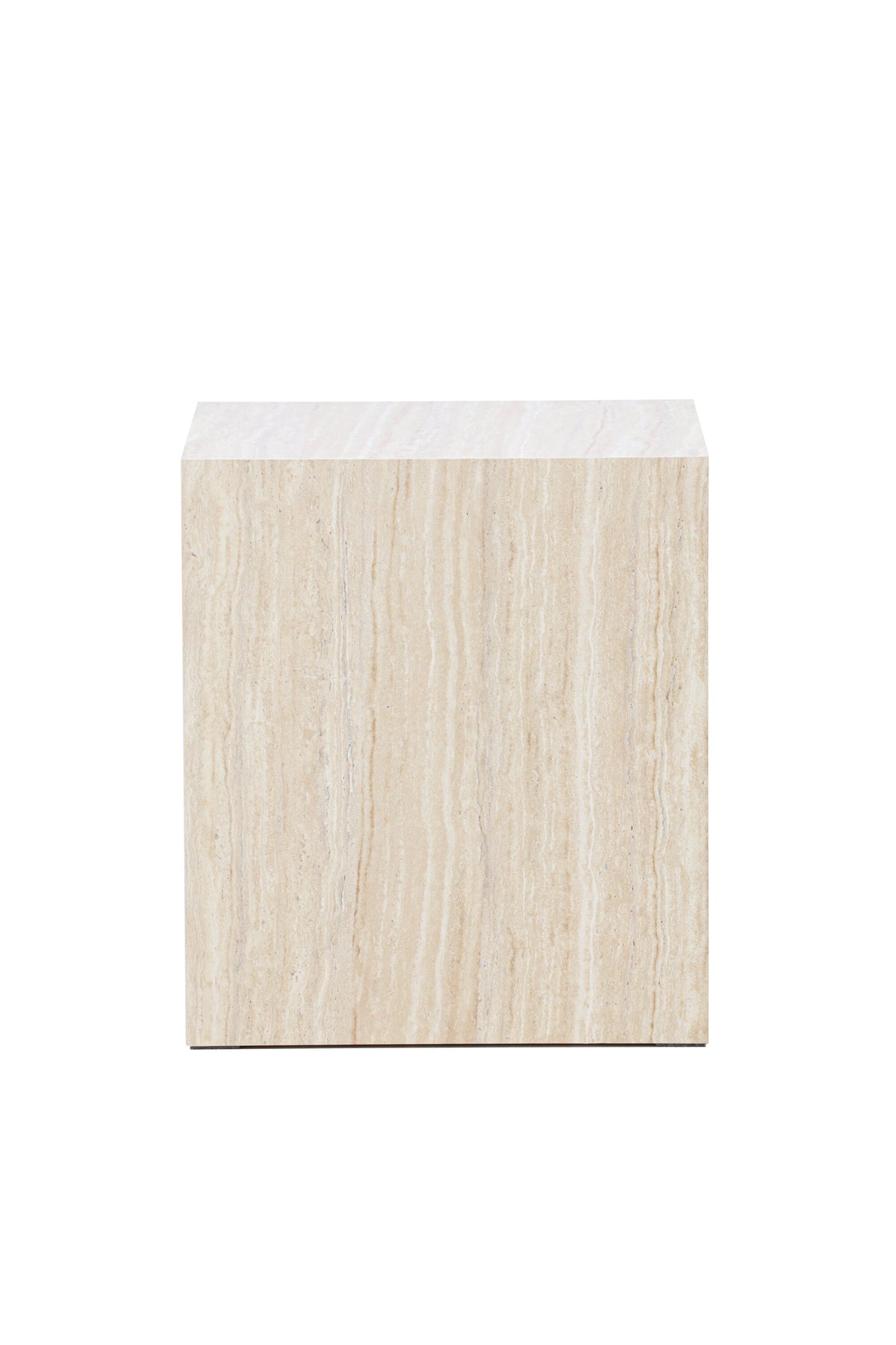 York Sofatisch von Venture Home, beiger Beistelltisch aus MDF mit quadratischer Tischplatte und schlichten Beinen im Steinlook