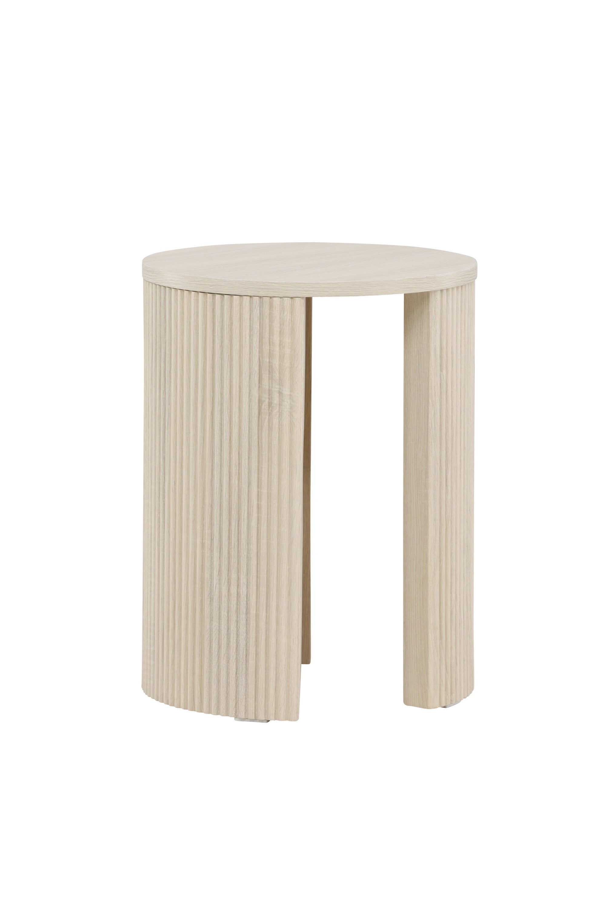 Moderner Bristol Beistelltisch: Robustes MDF, weissgewaschen, vielseitig, 40cm Durchmesser, stilvoll und funktional.