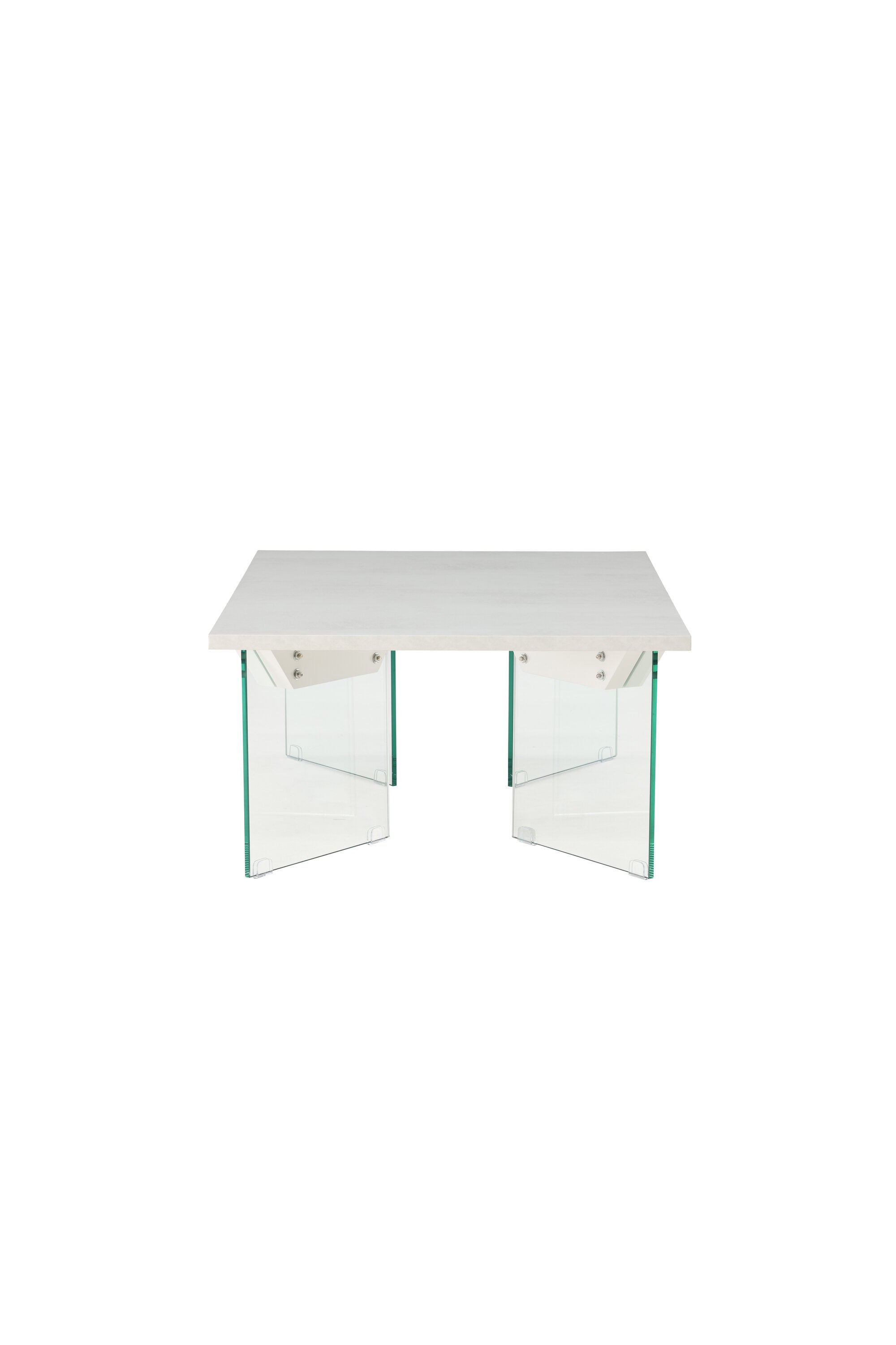 Ester Sofatisch von Venture Home: Elegante Betonoptik, schwebende Glasbeine, vielseitig und funktional für jedes moderne Wohnzimmer.