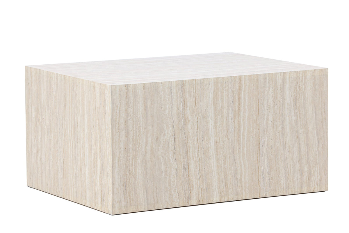 York Sofatisch von Venture Home, beiger Beistelltisch aus MDF mit quadratischer Tischplatte und schlichten Beinen im Steinlook