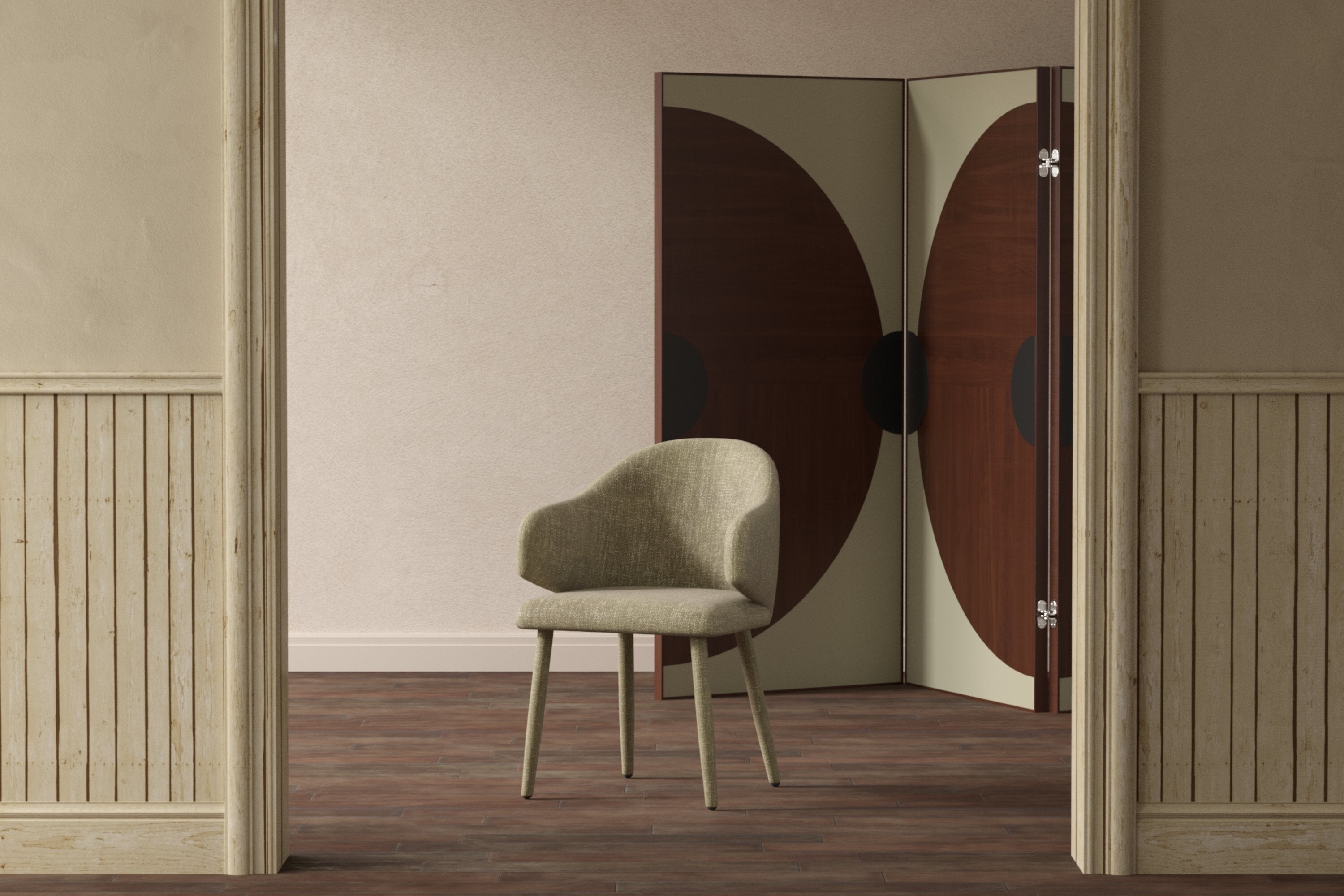Eleganter Evelin Esszimmerstuhl in sanftem Beige, ideal für stilvolle Essbereiche, erhältlich bei KAQTU Design AG.
