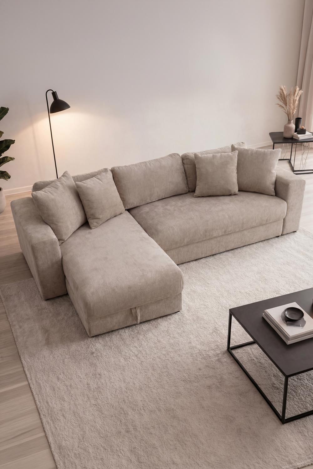 Bellman verstellbares Bett in Beige präsentiert im Onlineshop von KAQTU Design AG. L-Sofa rechts ist von Venture Home