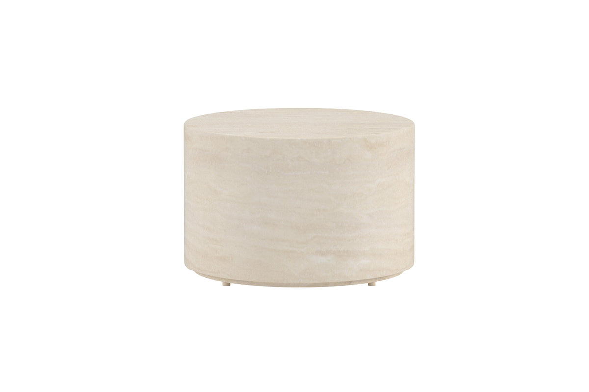 Kubischer Beistelltisch Lissabon in Beige aus Polypropylen und Aluminium, mit flacher Tischplatte, für den Aussenbereich.