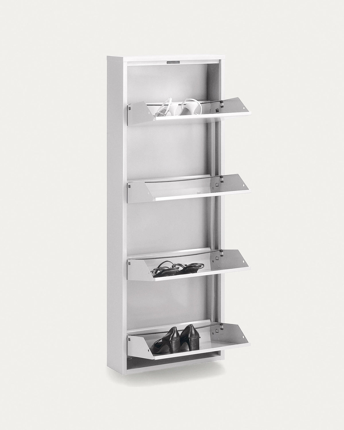 Ode Schuhschrank 50 x 136 cm 4-türig weiss in Weiss präsentiert im Onlineshop von KAQTU Design AG. Schuhkipper ist von Kave Home