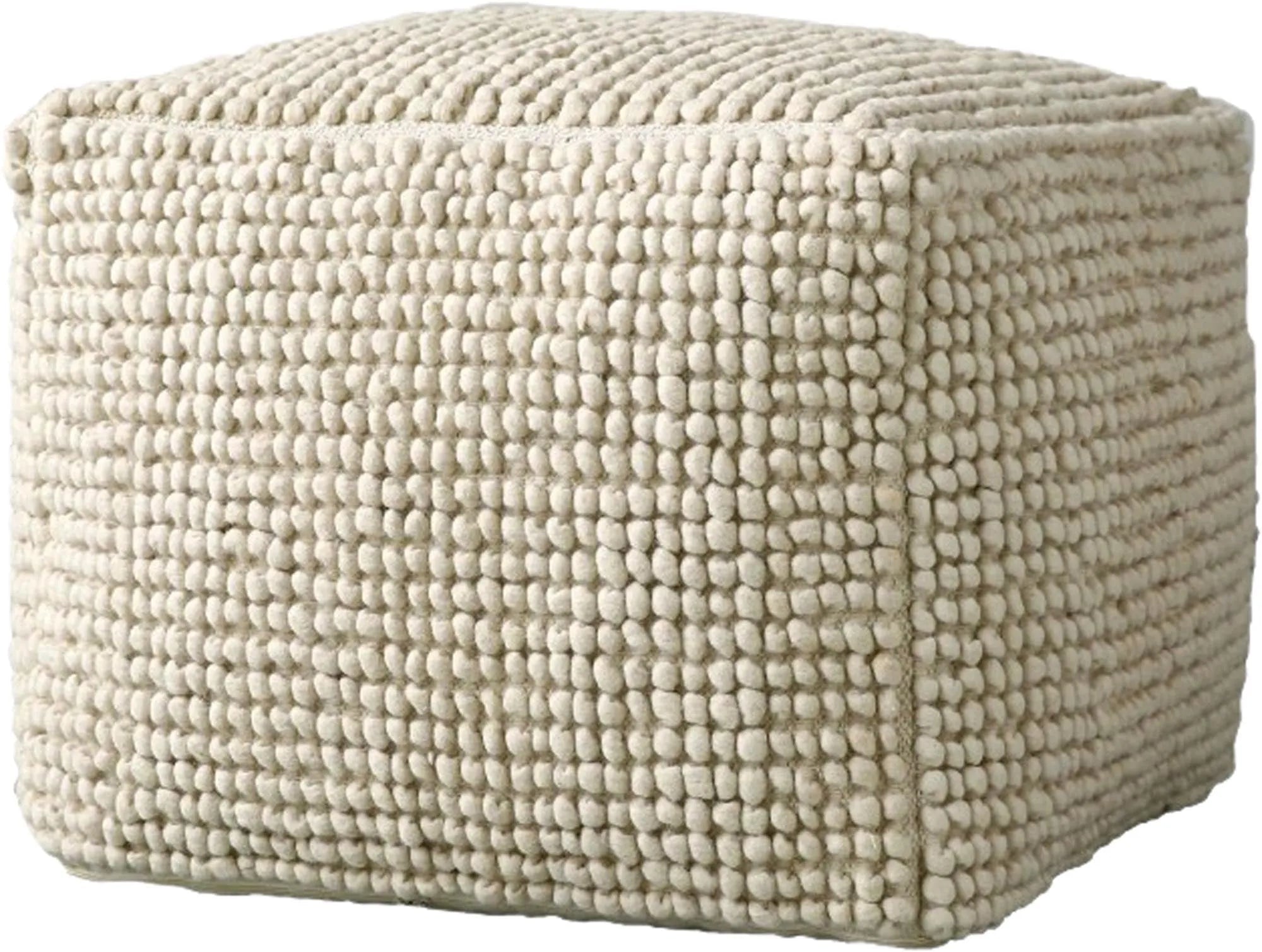 Suna Pouf: Eleganter, formstabiler Sitzpouf aus 86% Wolle, 14% Baumwolle. Vielseitig, stilvoll, 61 cm Quadrat. Perfekt für jeden Raum.