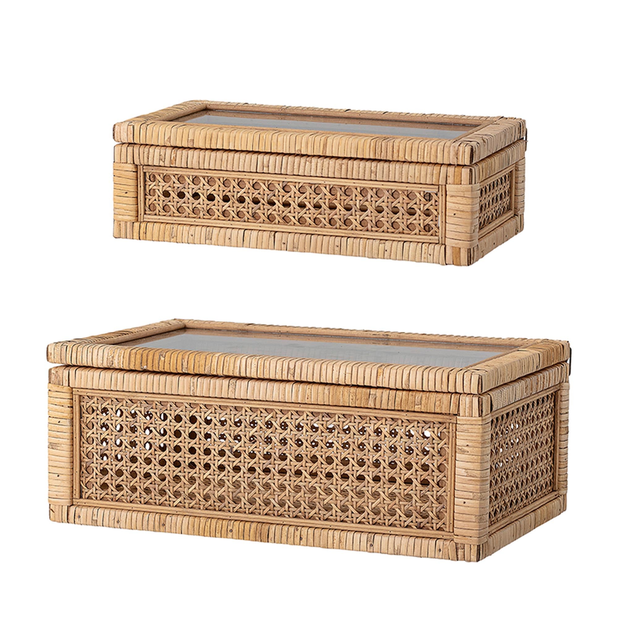 Lally Box w/Lid, Nature, Rattan in Nature präsentiert im Onlineshop von KAQTU Design AG. Aufbewahrungsbox ist von Bloomingville