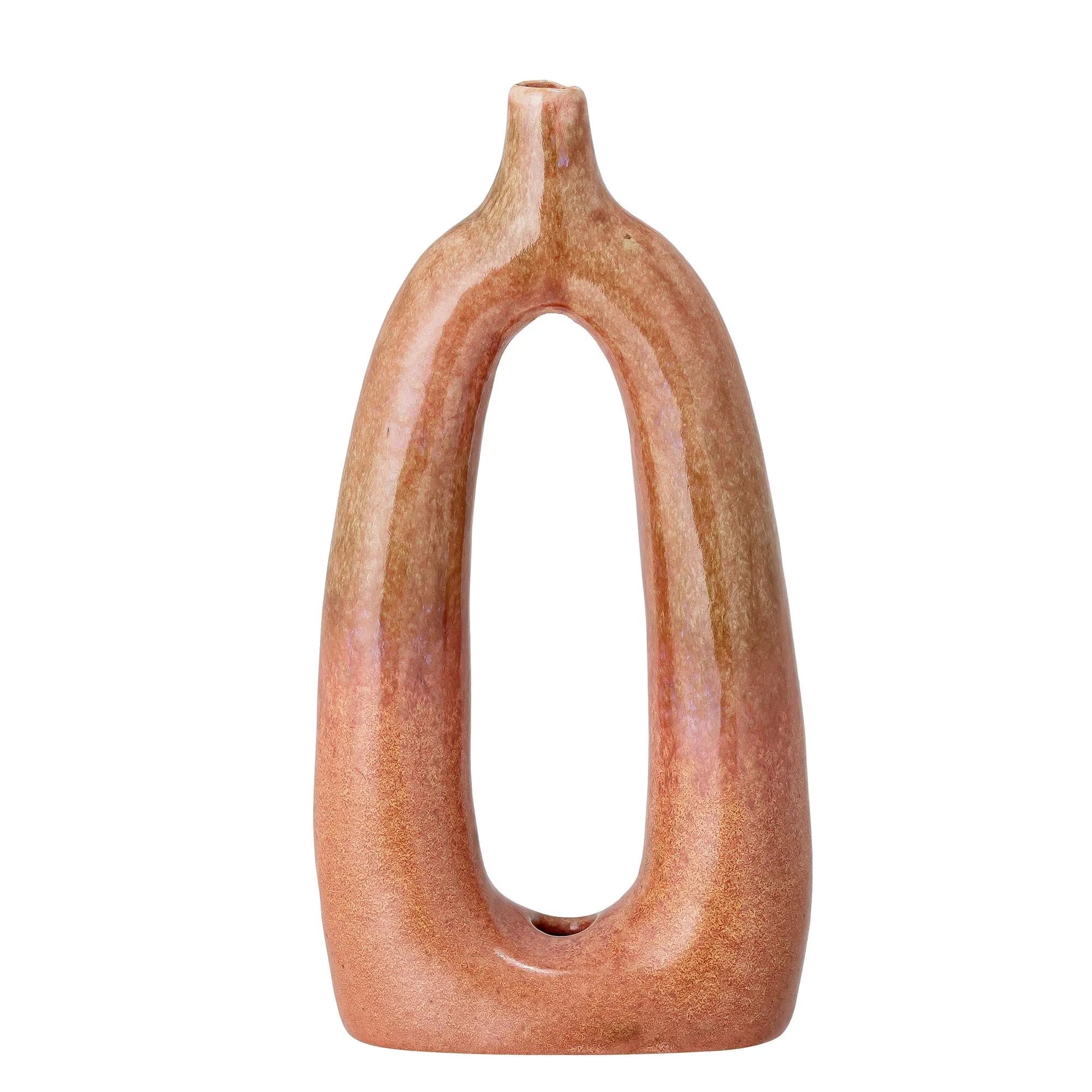 Orangefarbene Baldrian Deko-Vase mit brauner Glasur