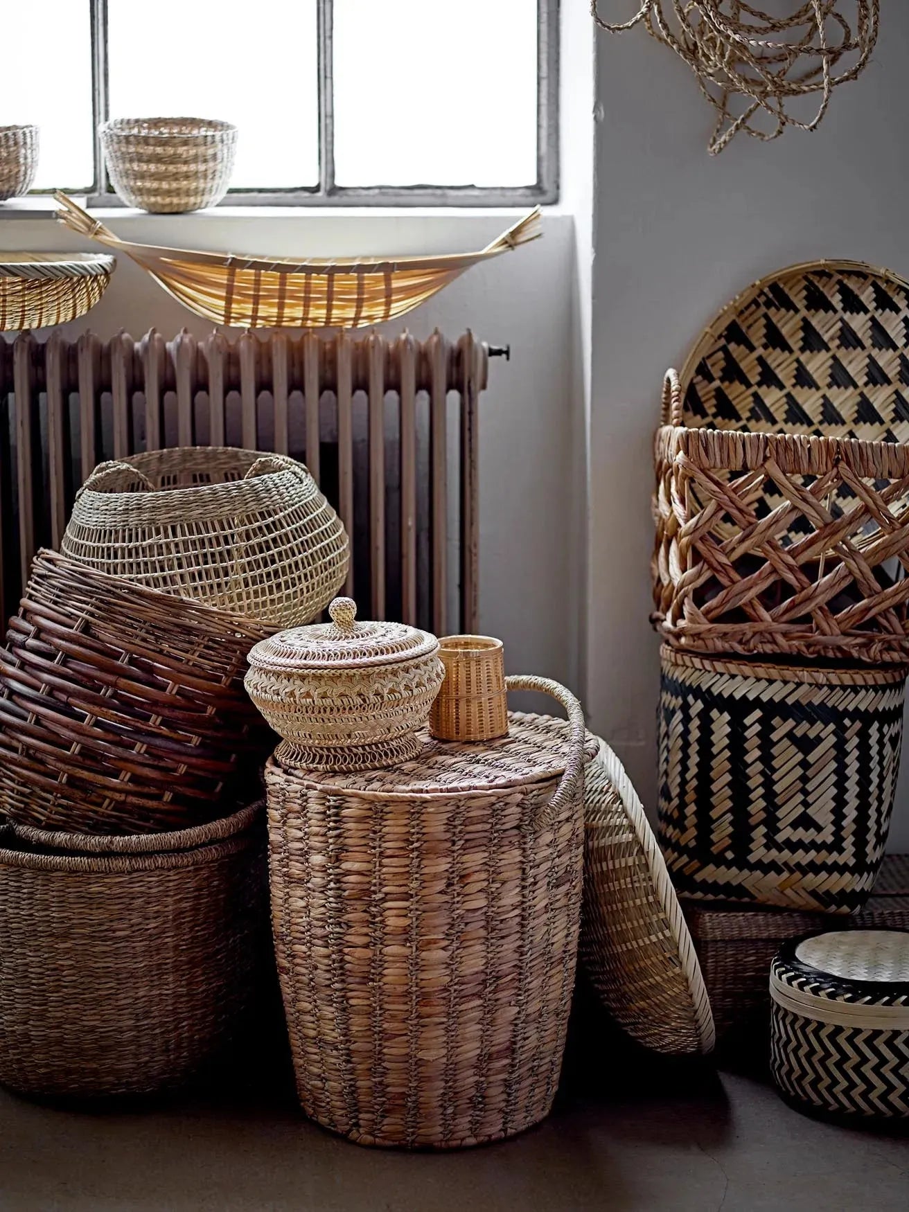 Sadia Basket, Nature, Water Hyacinth, Aufbewahrungskorb, KAQTU Design