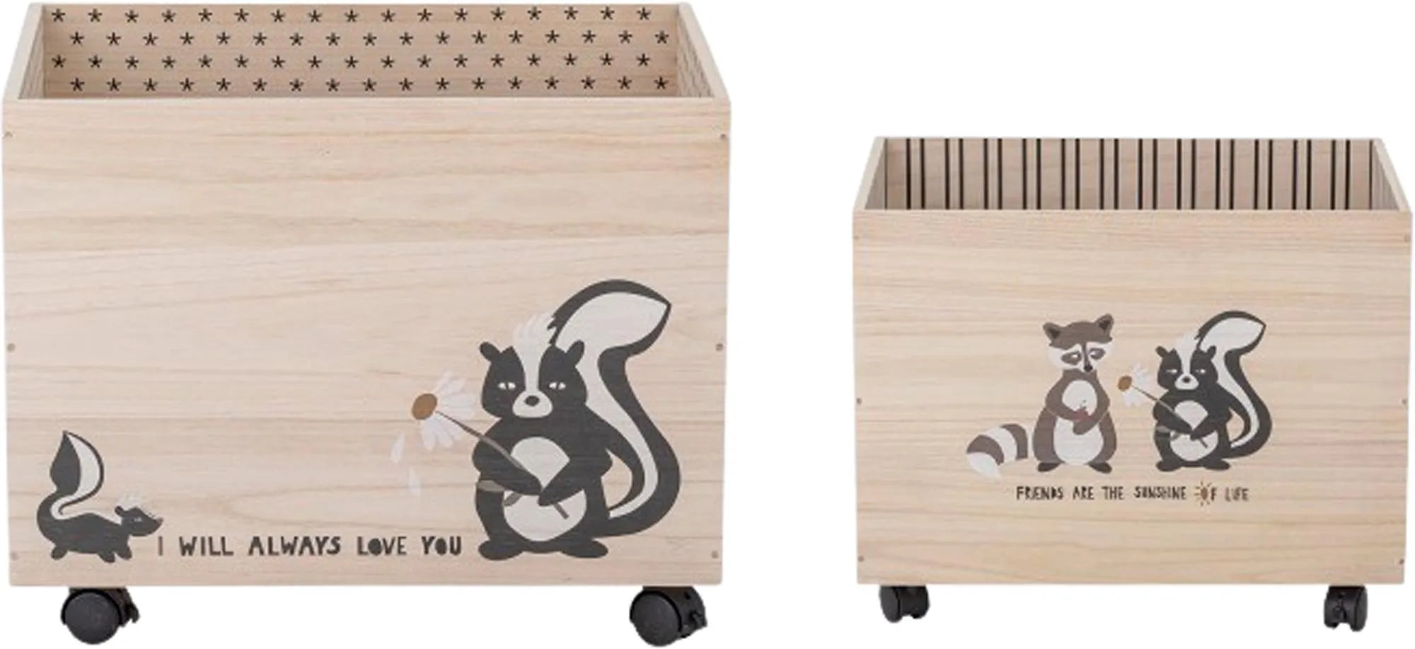 Nonni Storage  Box w/Wheels, Black, Paulownia, Aufbewahrungsbox, KAQTU Design