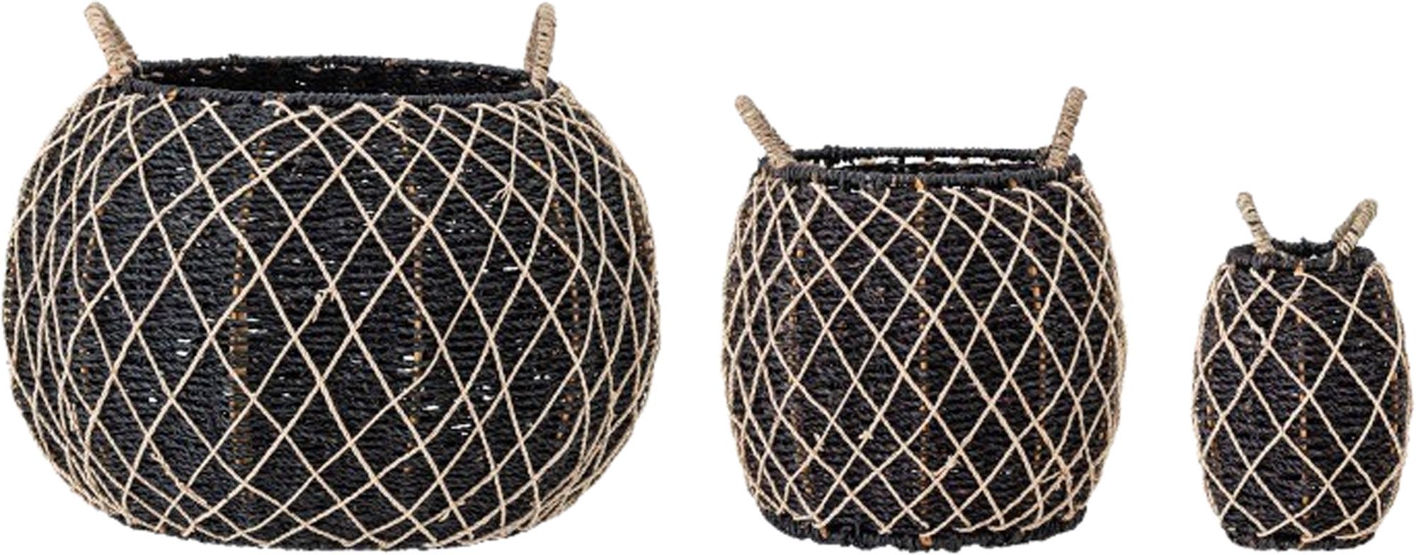 Karia Basket, Black, Seagrass - KAQTU Design