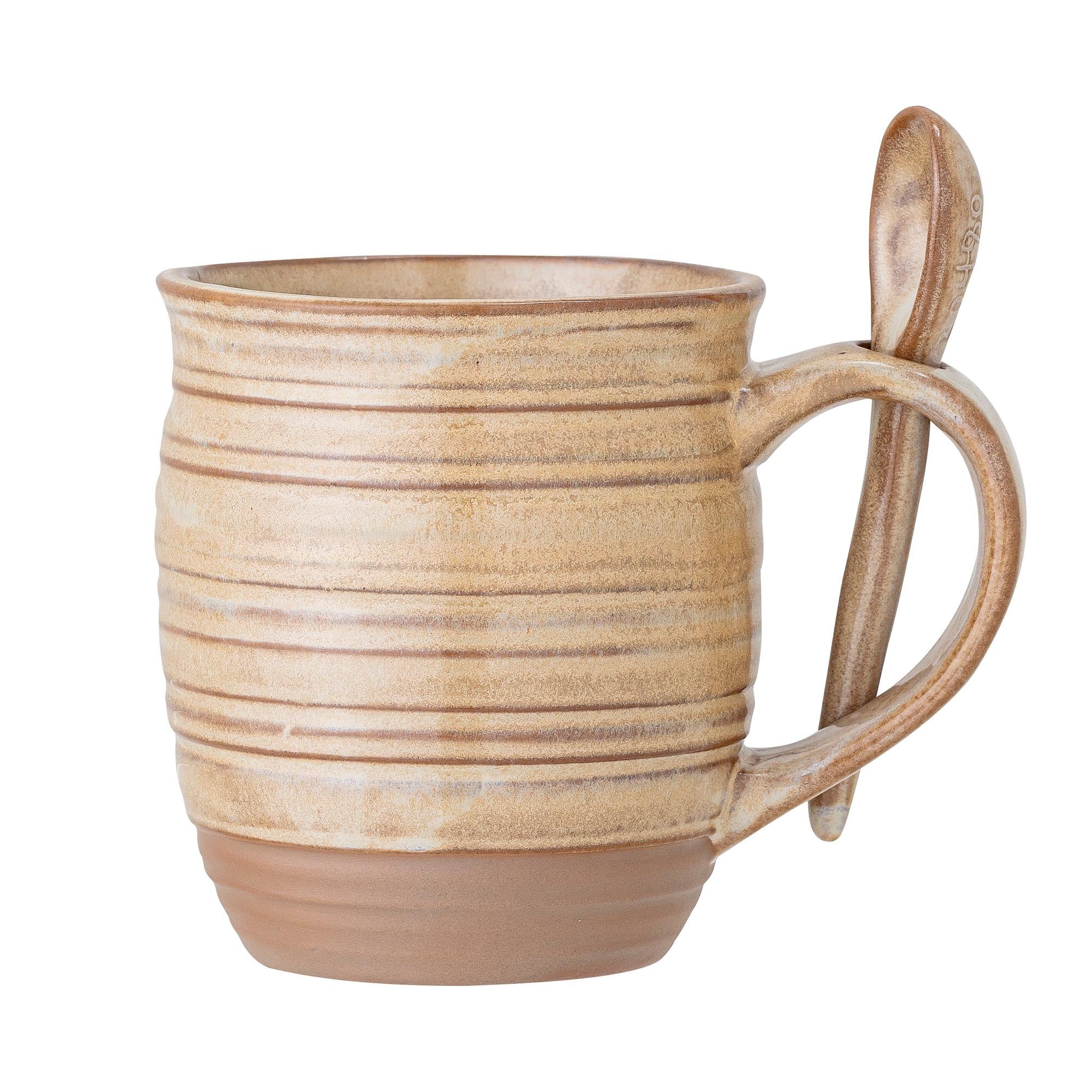 Moss Tasse & Löffel, Natur, Steingut in Nature präsentiert im Onlineshop von KAQTU Design AG. Küchenhelfer ist von Bloomingville