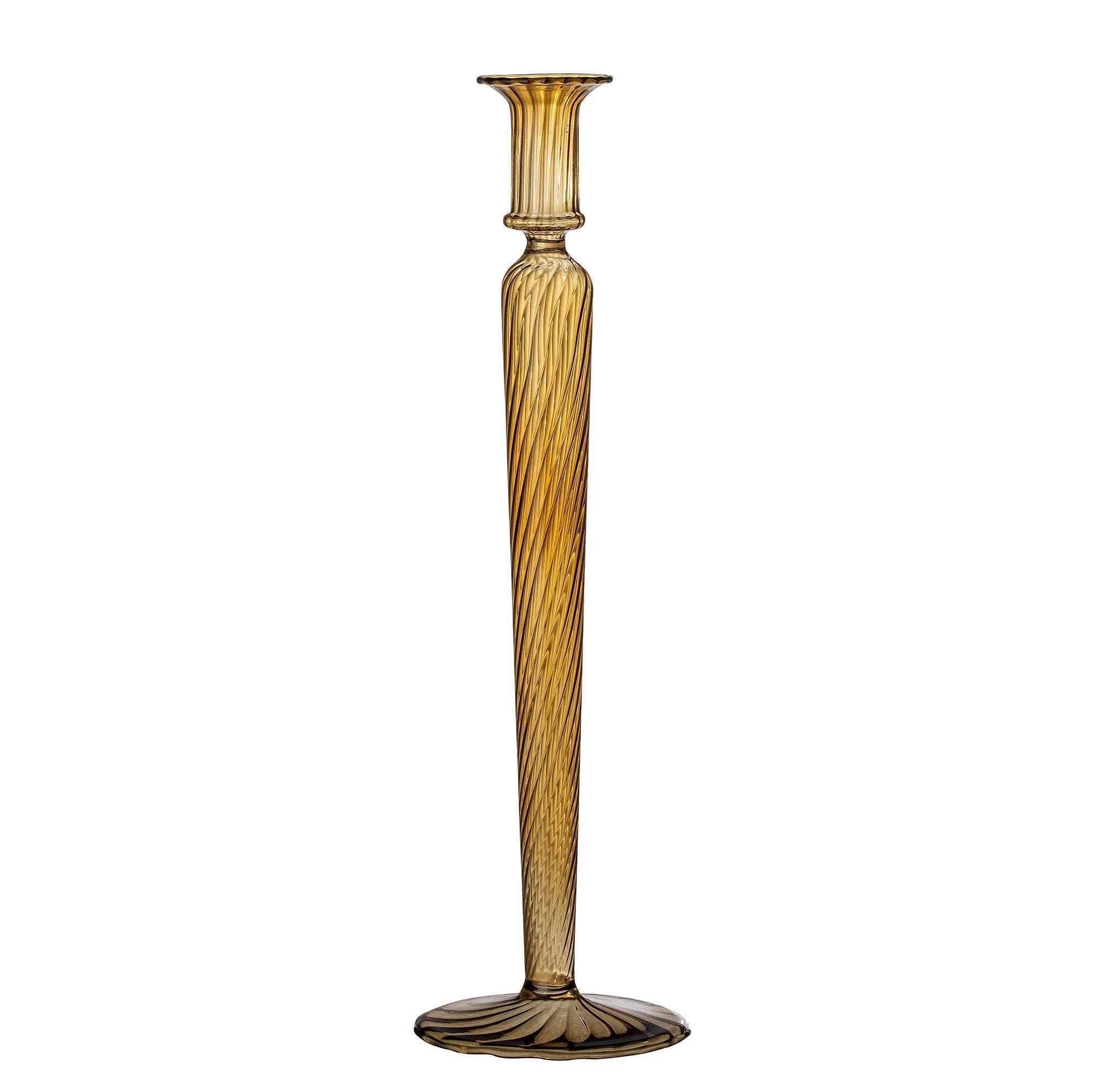 Eleganter brauner Glas-Kerzenständer von Bloomingville, vielseitig als Vase nutzbar, schafft gemütliches Ambiente.