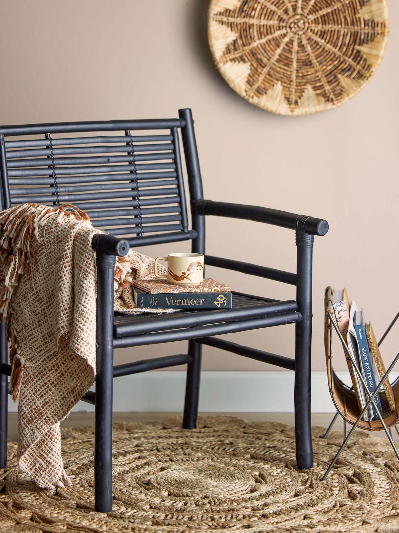 Coen lounge chair, Schwarz, bamboo