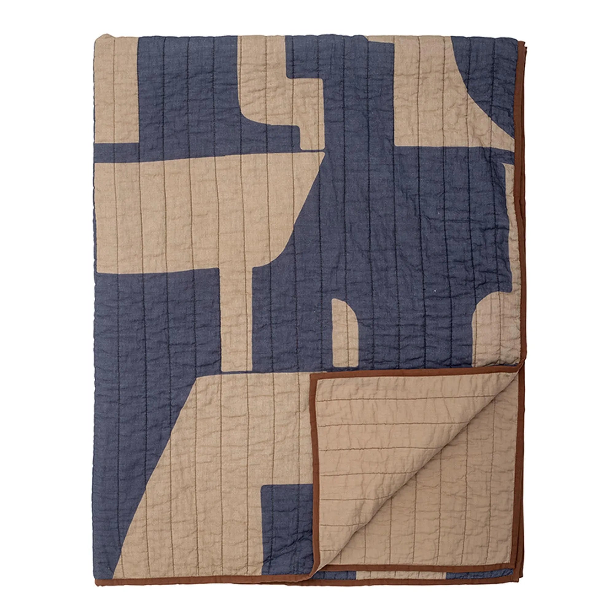 Roosi Quilt, Blue, Baumwolle, Wolldecke, KAQTU Design