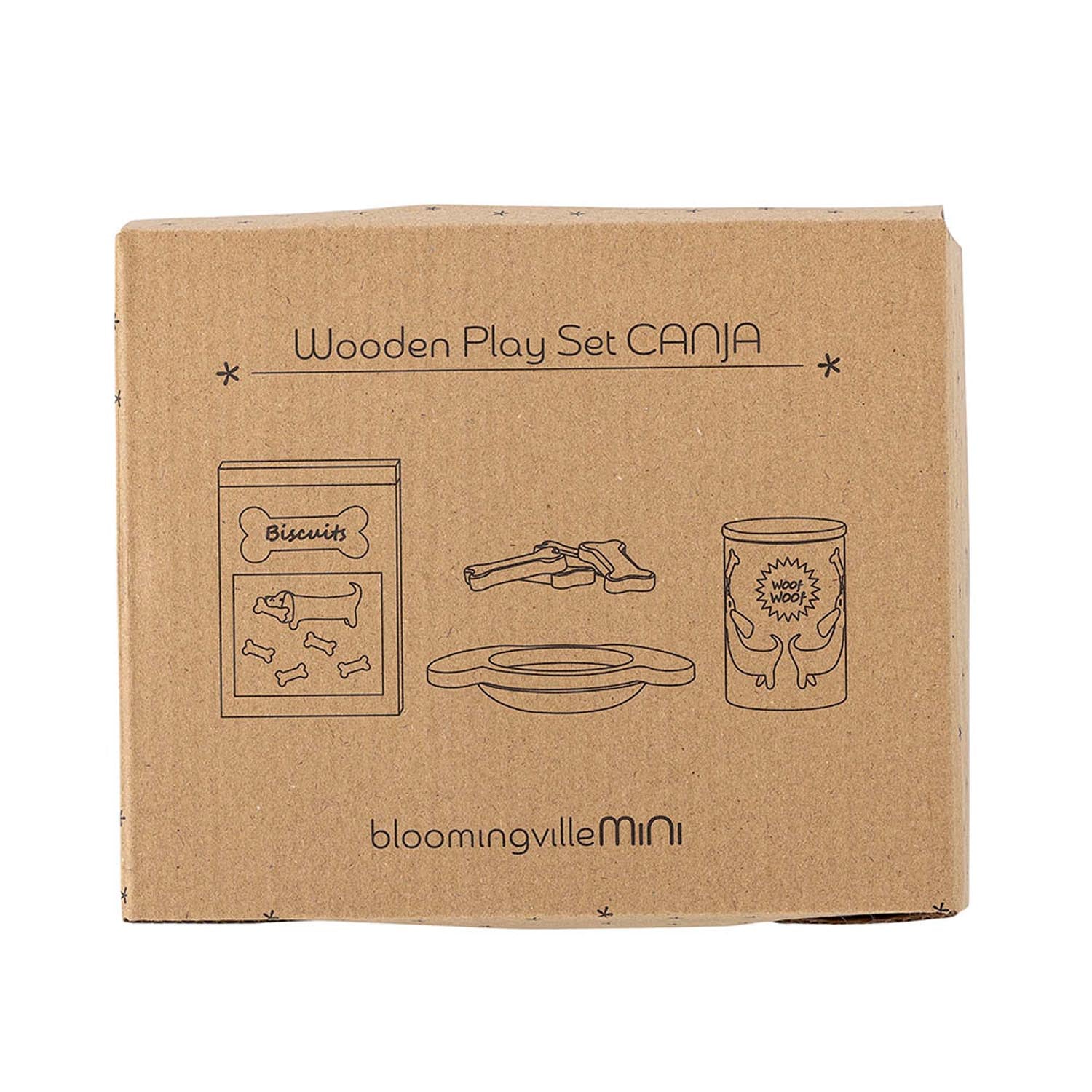 Das Charlie Spielset von Bloomingville Mini aus braunem MDF bietet FSC®100%-zertifizierte Spielzeug-Lebensmittel für kreatives Spielen.