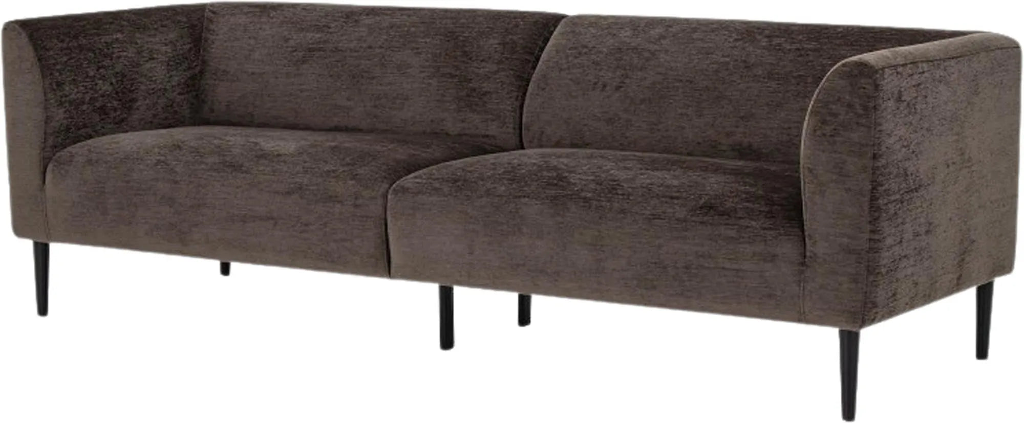 Elegantes braunes Sofa aus Samt, FSC®-zertifiziert, für stilvolle und nachhaltige Wohnräume.