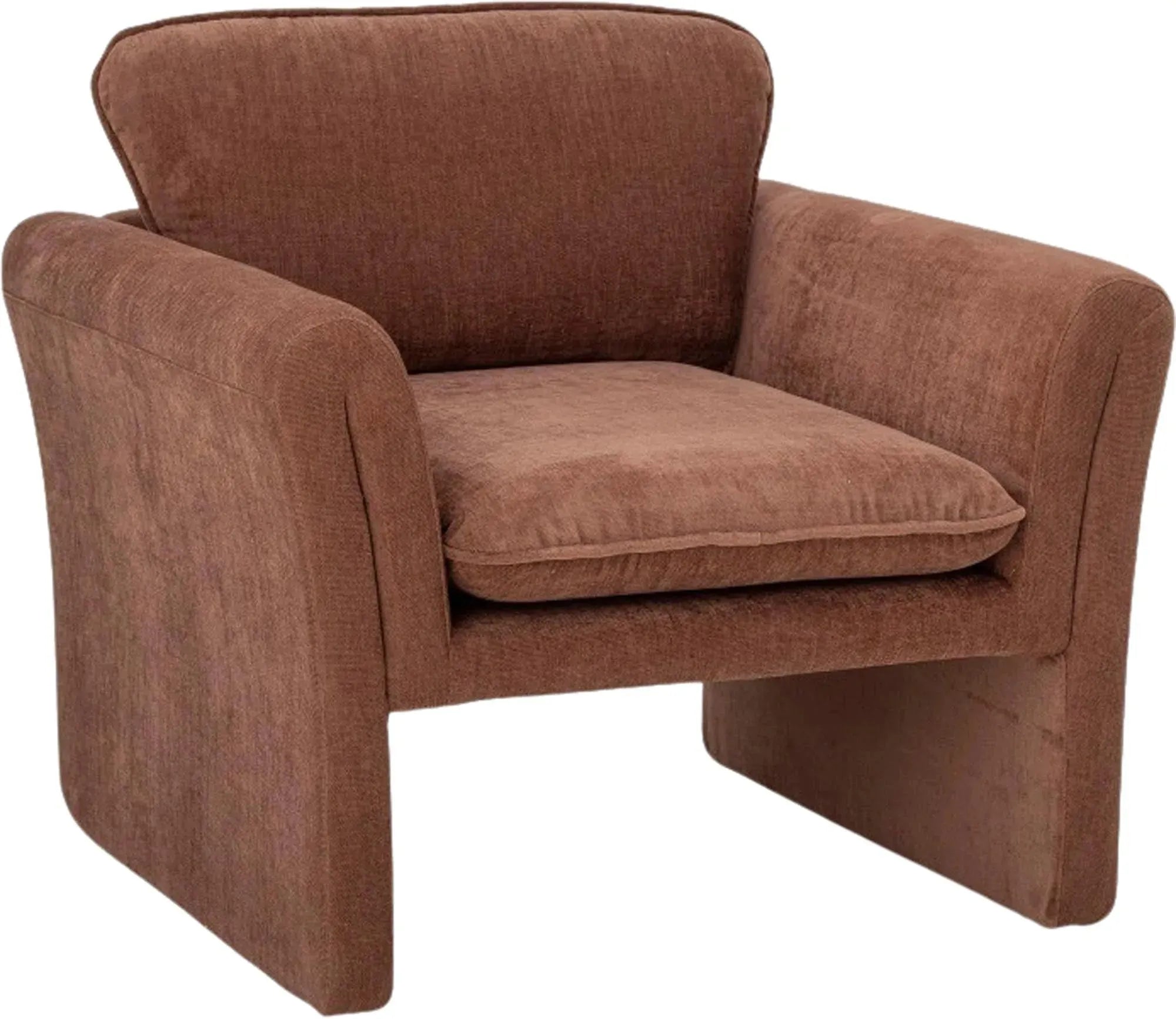 Eleganter brauner Loungesessel aus Polyester, skandinavisches Design, ideal für stilvolle Entspannung.