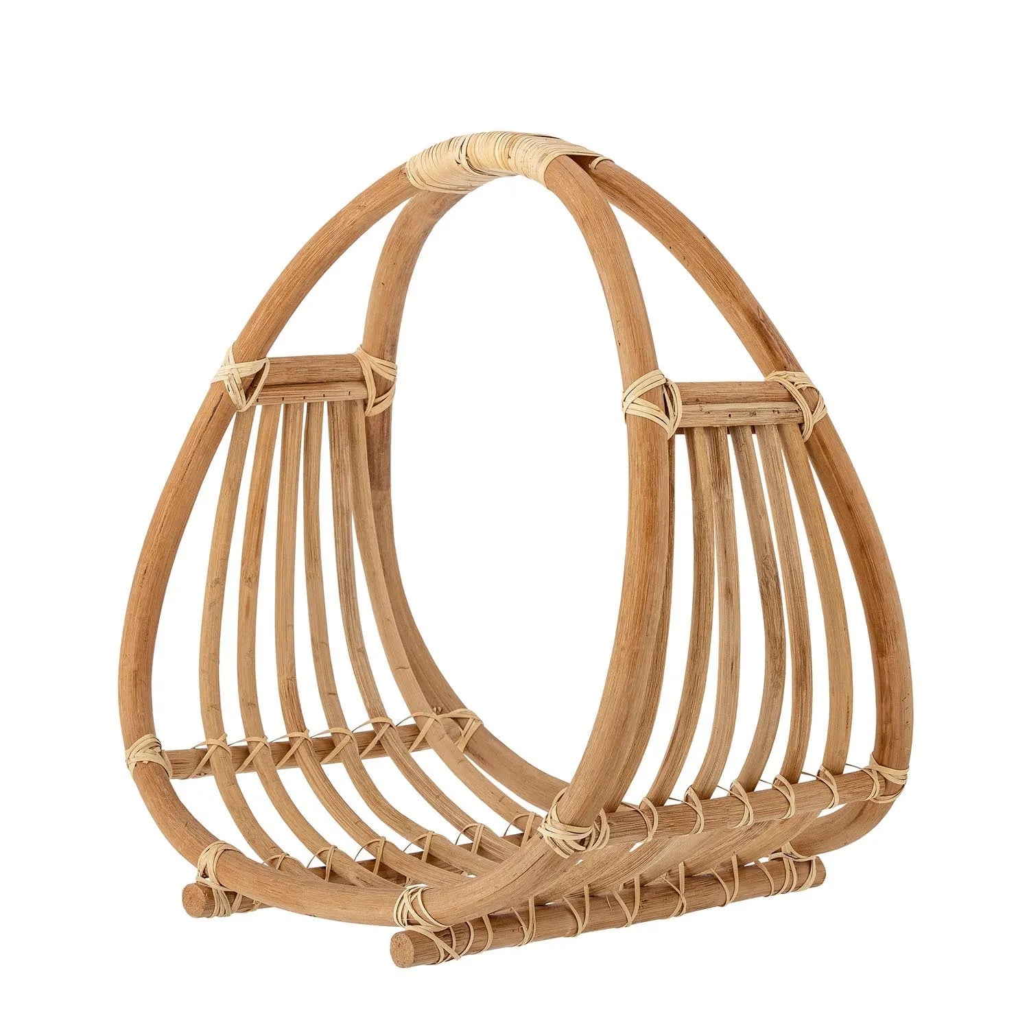 Eleganter Rattan-Magazinhalter, kurviges Design, perfekte Organisation, natürliche Farbgebung, vielseitig für jeden Raum.