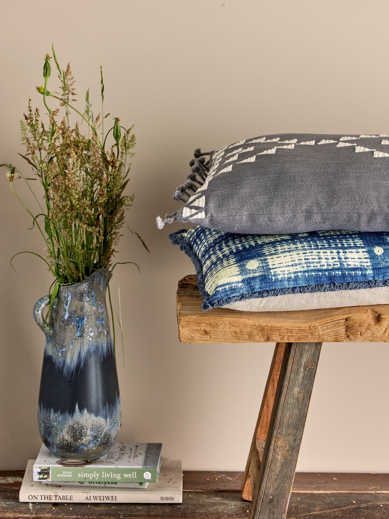 Fillippa pillow, blue, cotton