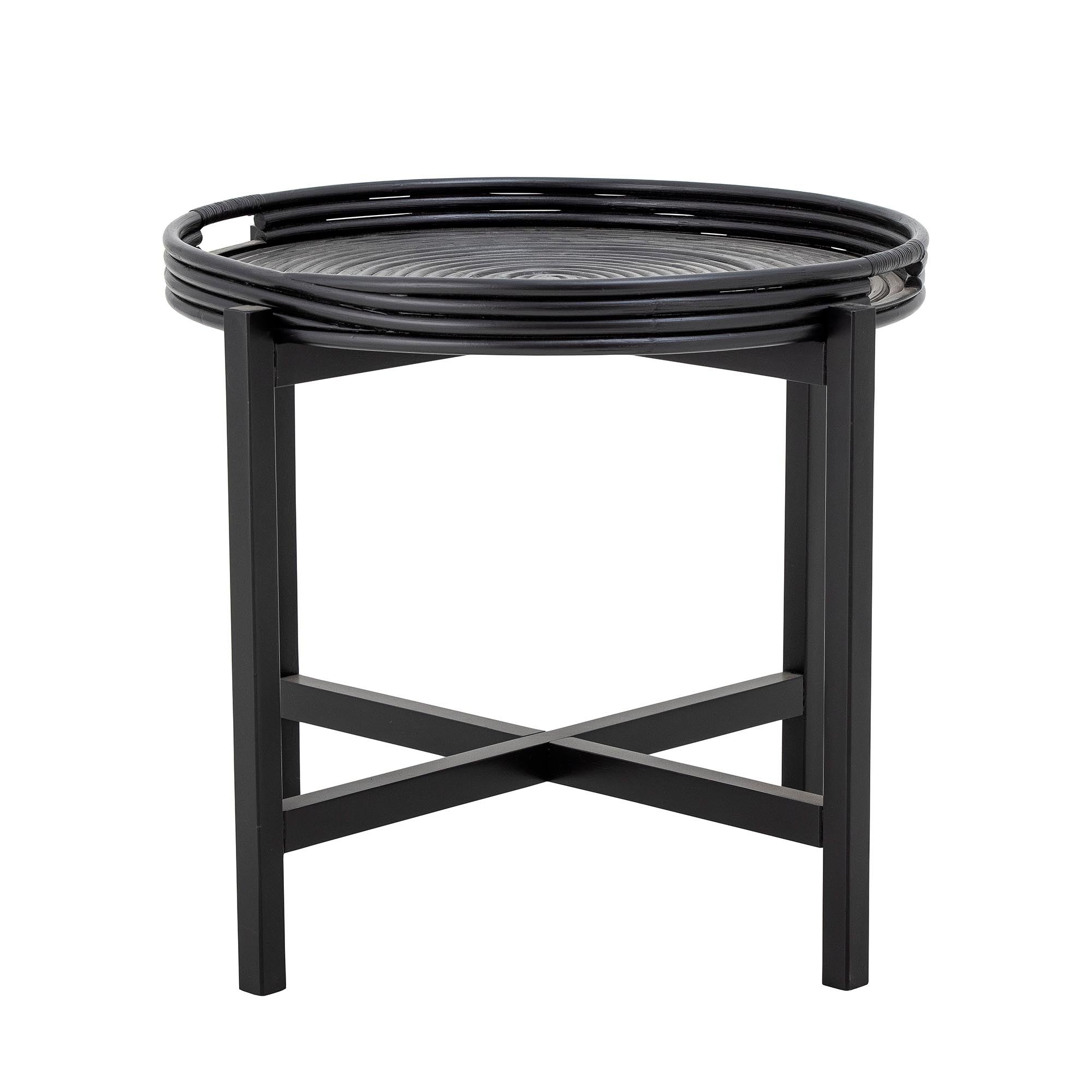 Milli Tablett-Tisch, Schwarz, Rattan