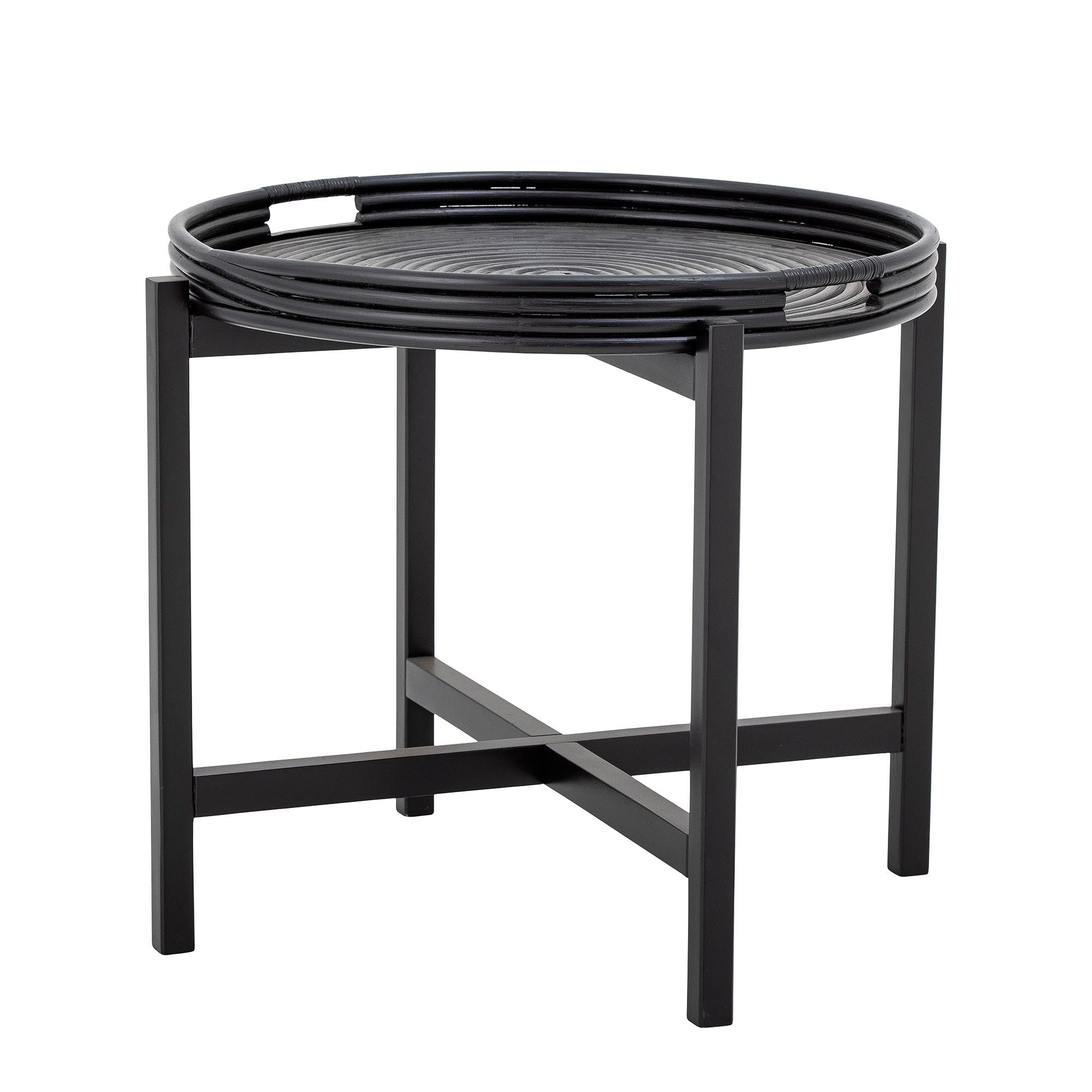 Milli Tablett-Tisch, Schwarz, Rattan
