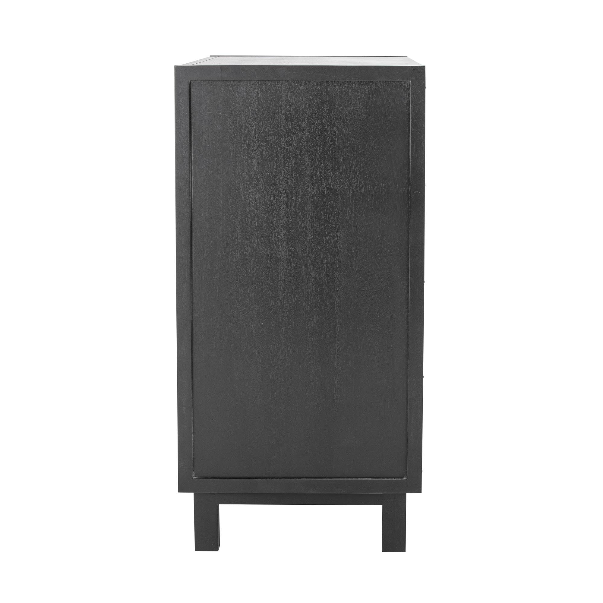 Eleganter Trento Kabinett in mattem Schwarz, gefertigt aus robustem Gmelina-Holz. Ideal für jeden Raum und stilvolle Aufbewahrung.