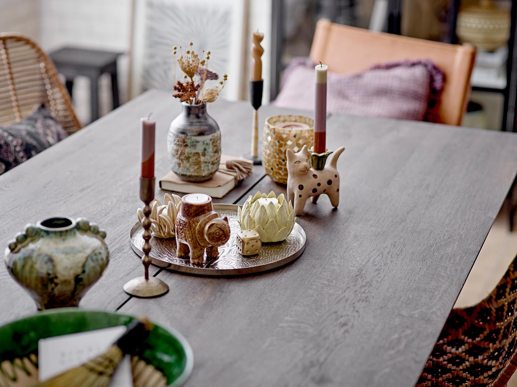 Mamie Kerzenhalter, Braun, Steingut in Brown präsentiert im Onlineshop von KAQTU Design AG. Kerzenständer ist von Bloomingville