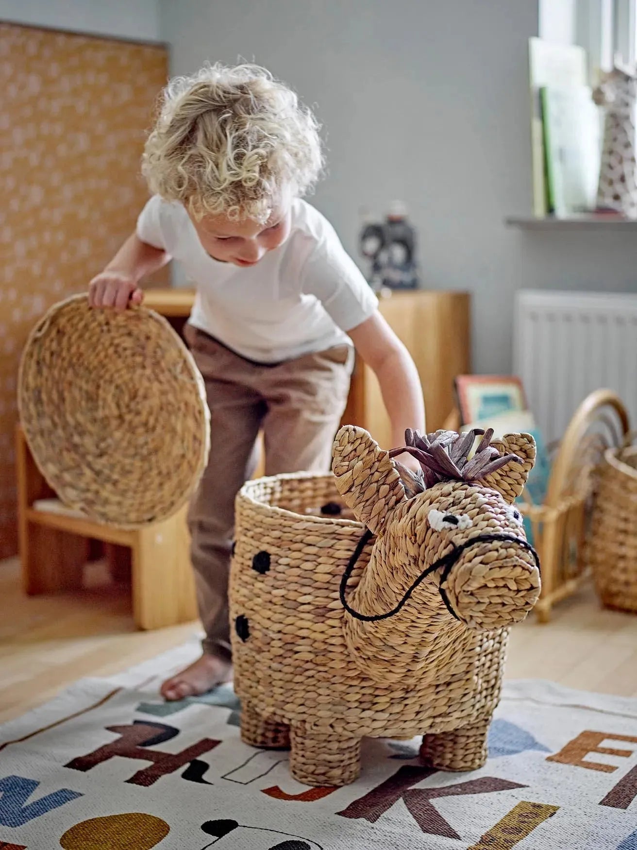 Memmo Teppich: Baumwolle, Alphabetdruck, Tiere, Komfort, Lernen, langlebig, pflegeleicht, Kinderzimmer.