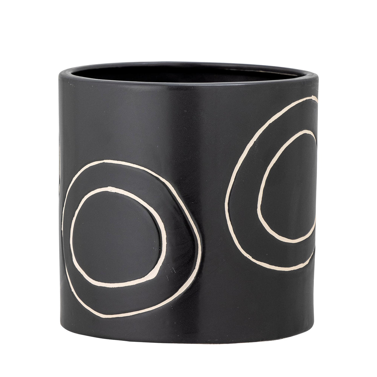 Troy Blumentopf, Schwarz, Steingut in Black präsentiert im Onlineshop von KAQTU Design AG. Blumentopf ist von Bloomingville