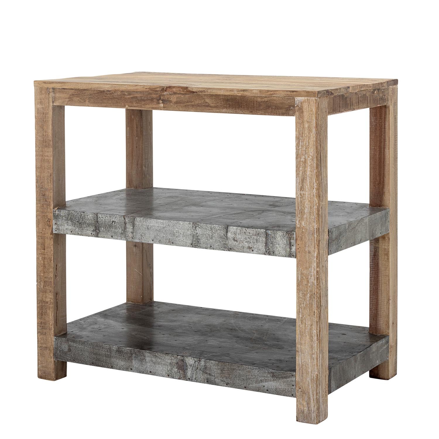 Das Reuben Bücherregal aus braunem recyceltem Holz von Creative Collection vereint Nachhaltigkeit und stilvolles Design.
