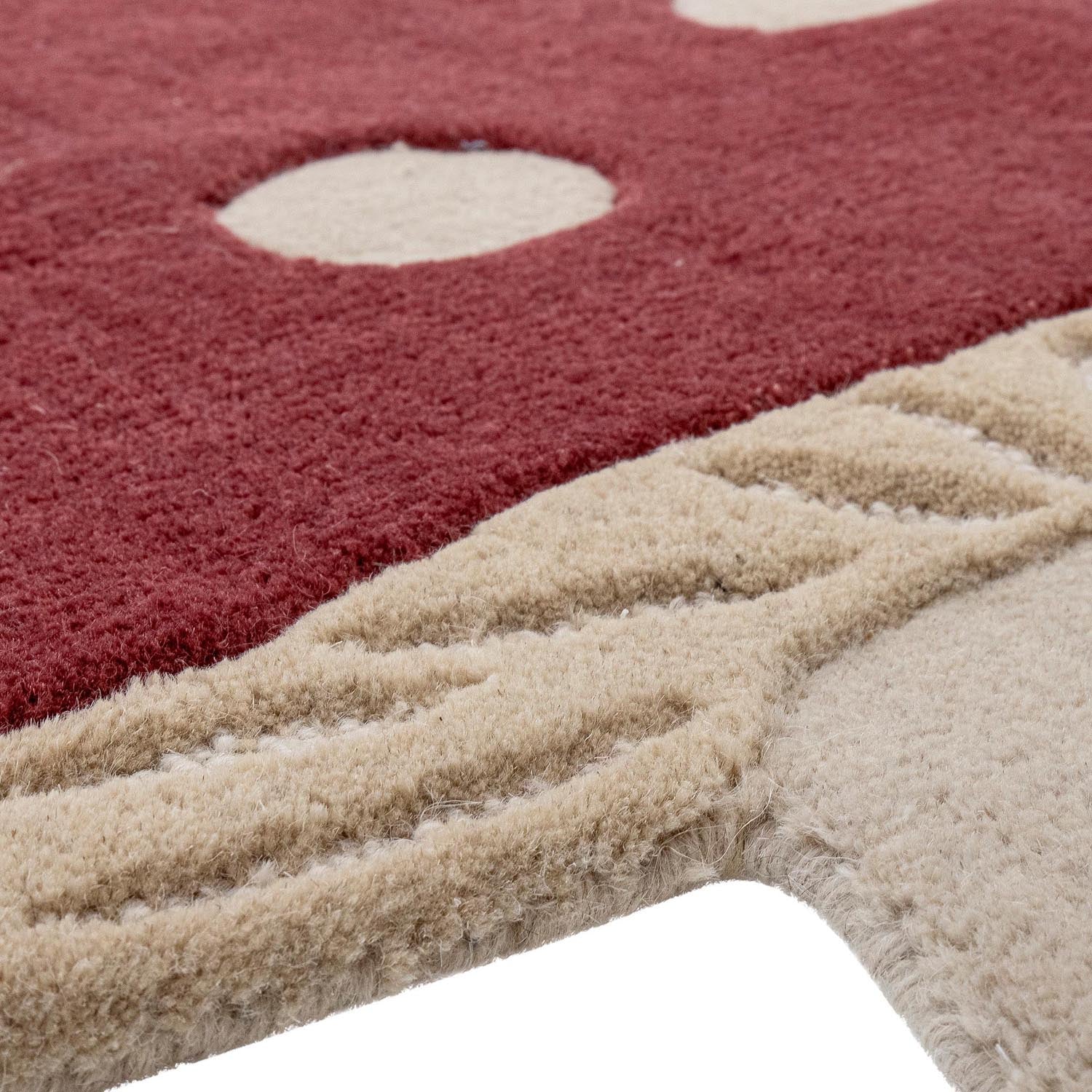 Mushroom Teppich, Rot, Wolle in Red präsentiert im Onlineshop von KAQTU Design AG. Teppich ist von Bloomingville Mini