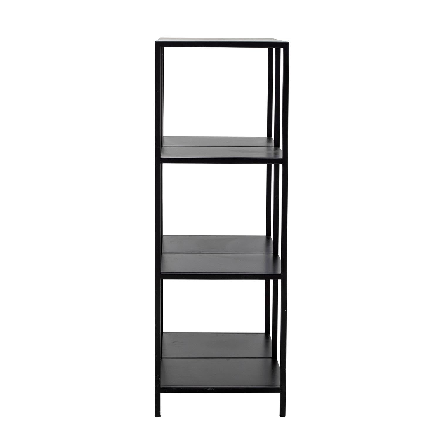 Das Valde Bücherregal von Bloomingville aus schwarzem Metall bietet stilvolle und funktionale Aufbewahrung für moderne Wohnräume.