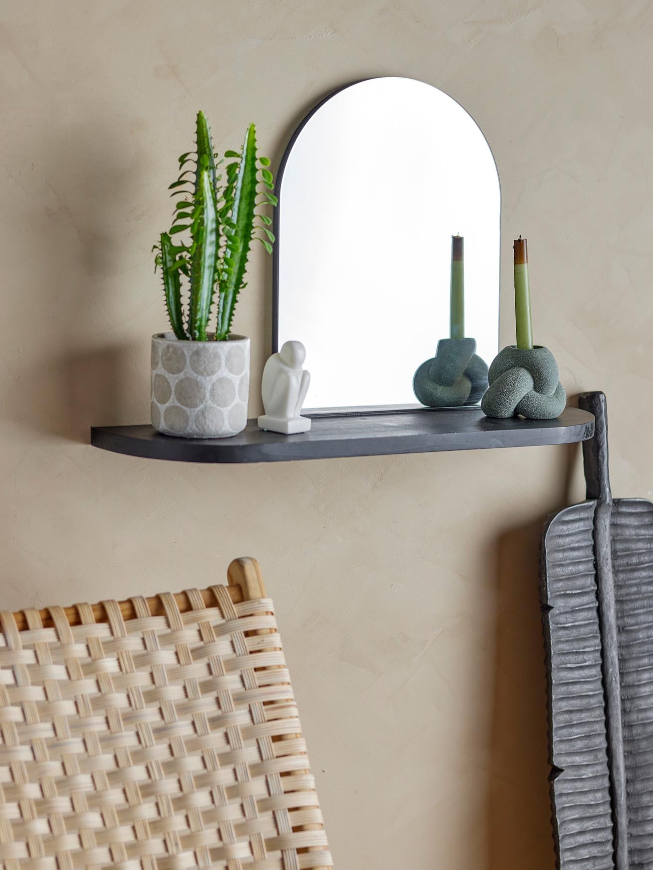 Annlie Spiegel mit Ablage, Schwarz, MDF