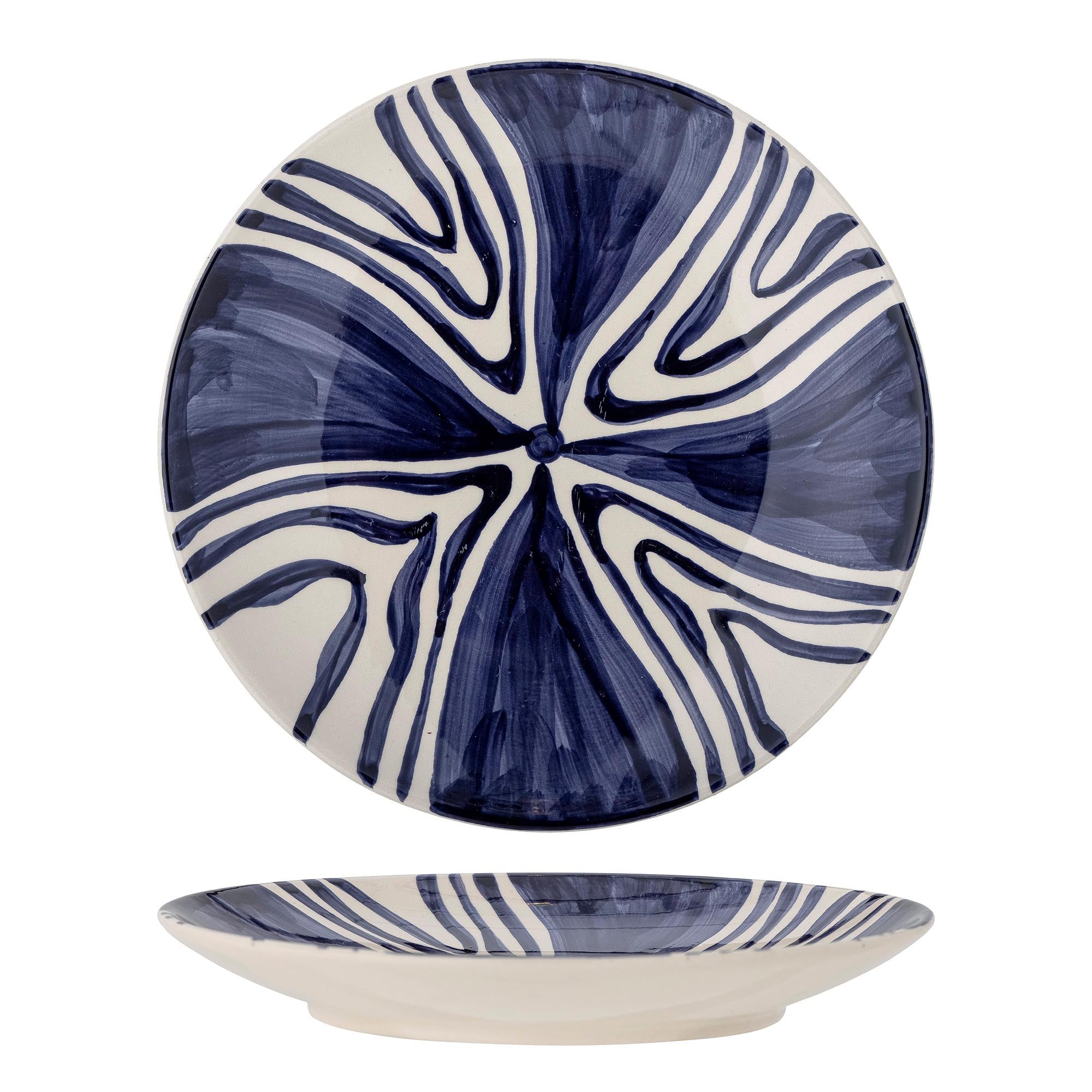 Der Shama Teller von Bloomingville aus blauem Steingut besticht durch sein elegantes Design und ist perfekt für jede Tafel.