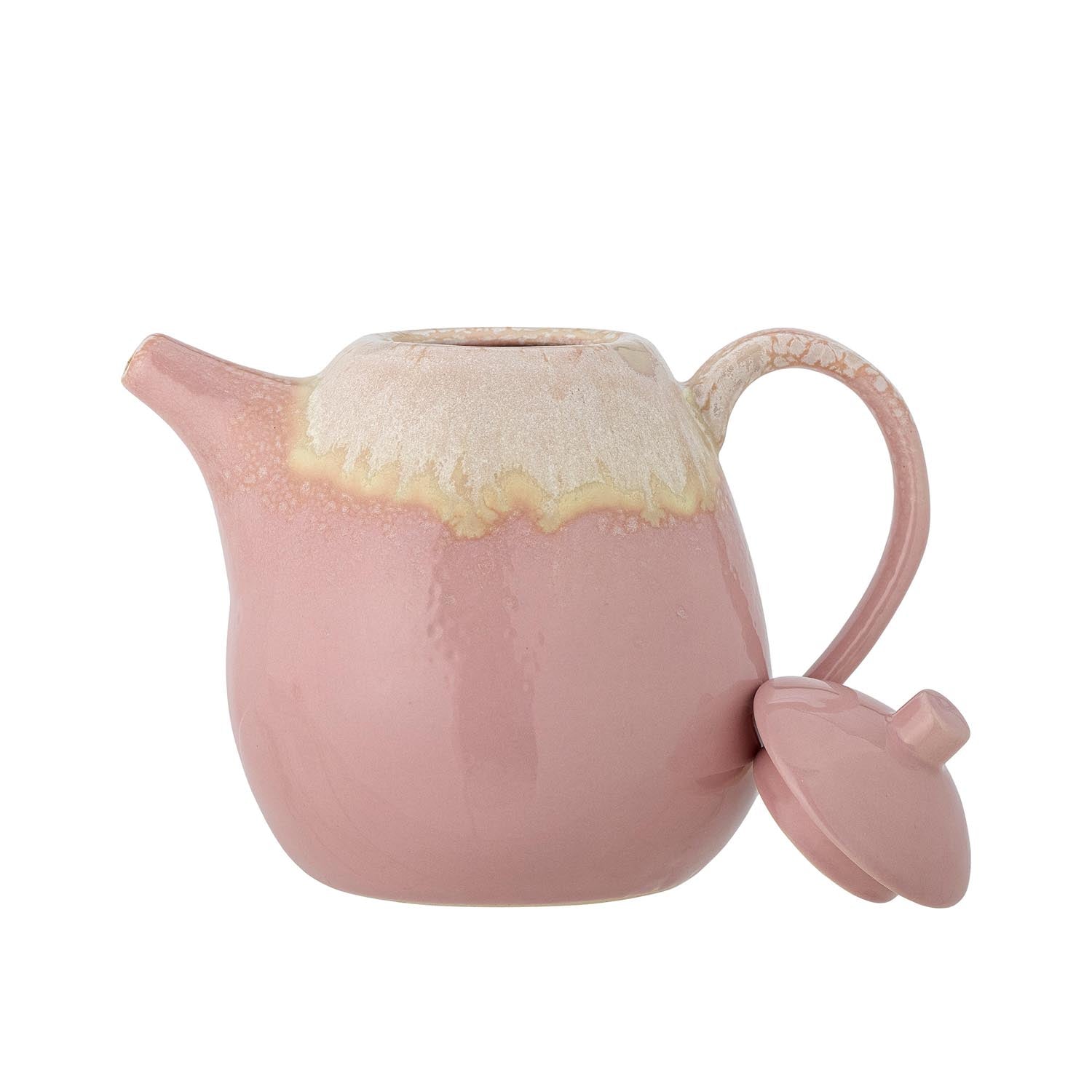 Die Louisa Teekanne von Bloomingville, aus rosa Steingut, bietet stilvolle Eleganz und Funktionalität für Teegenuss.