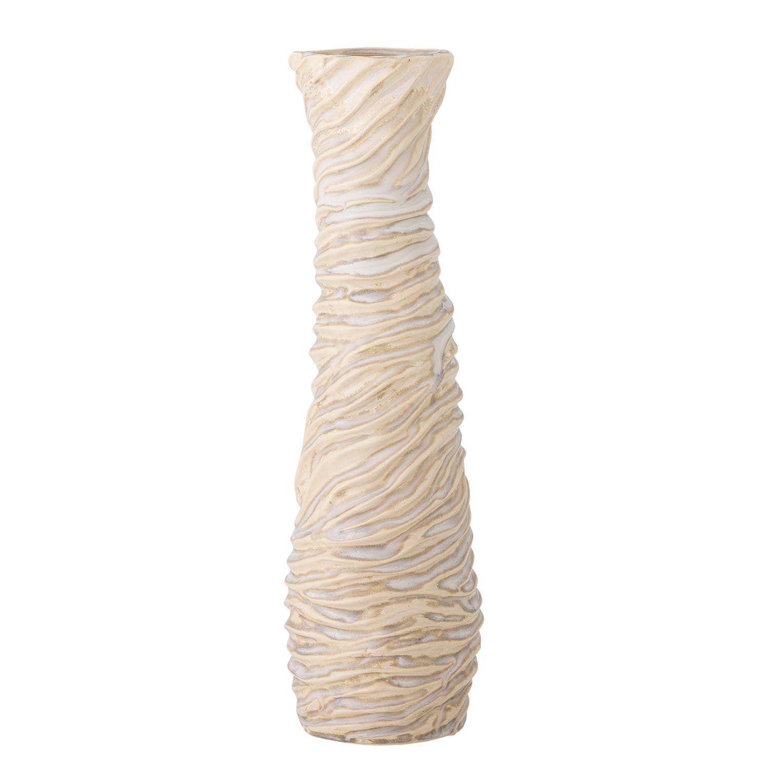 Damien Vase: Skandinavisches Design, weisses Steingut, elegante Form, einzigartige Glasur, langlebig, stilvoll.