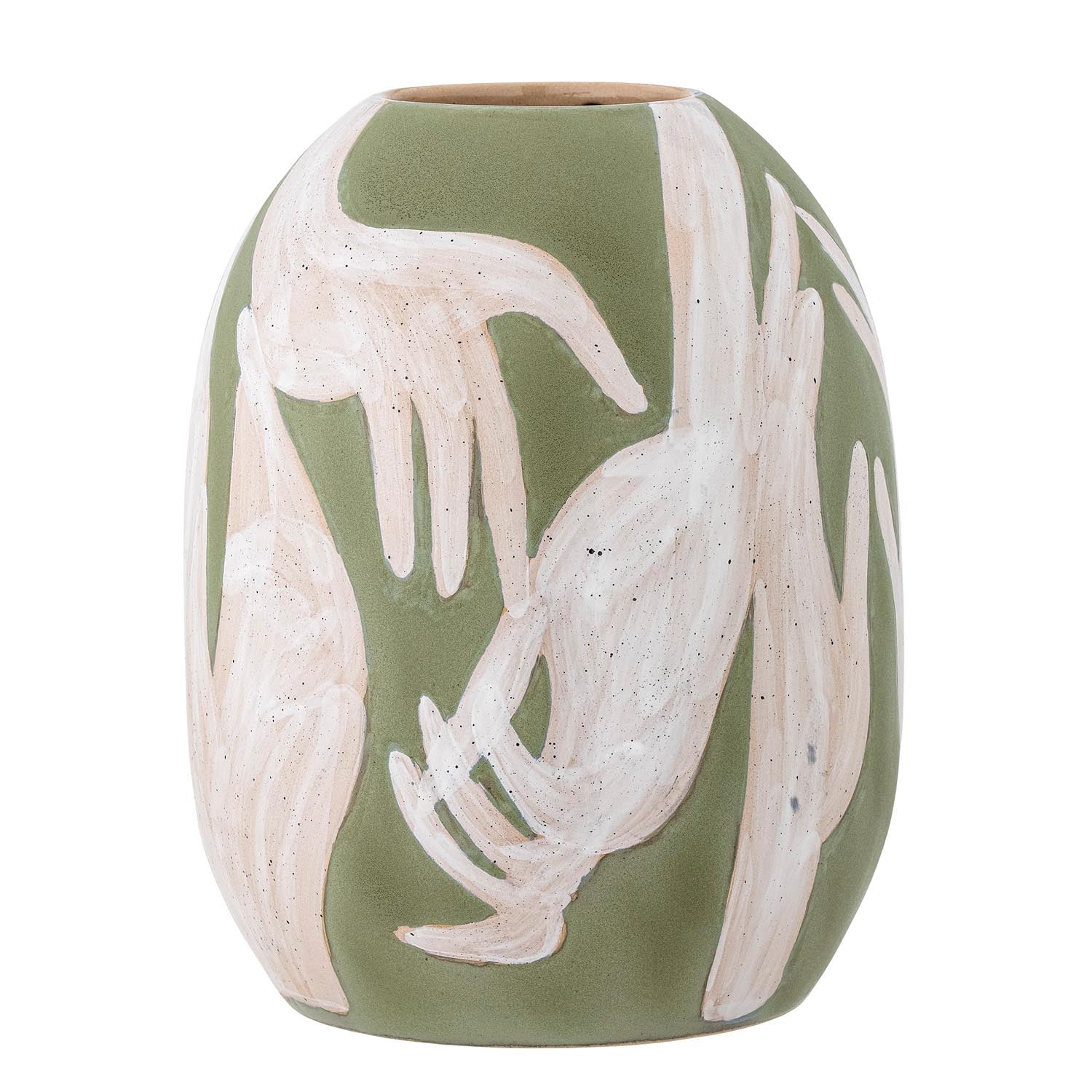 Die grüne Adalena Vase von Bloomingville aus Steingut überzeugt mit stilvollem Design und erstklassiger Qualität.