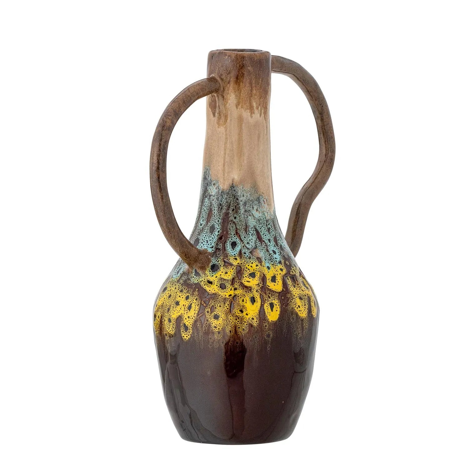 Die Mahnoor Vase: Handgefertigtes Steingut in warmen Erdtönen, organische Form, einzigartig und elegant.