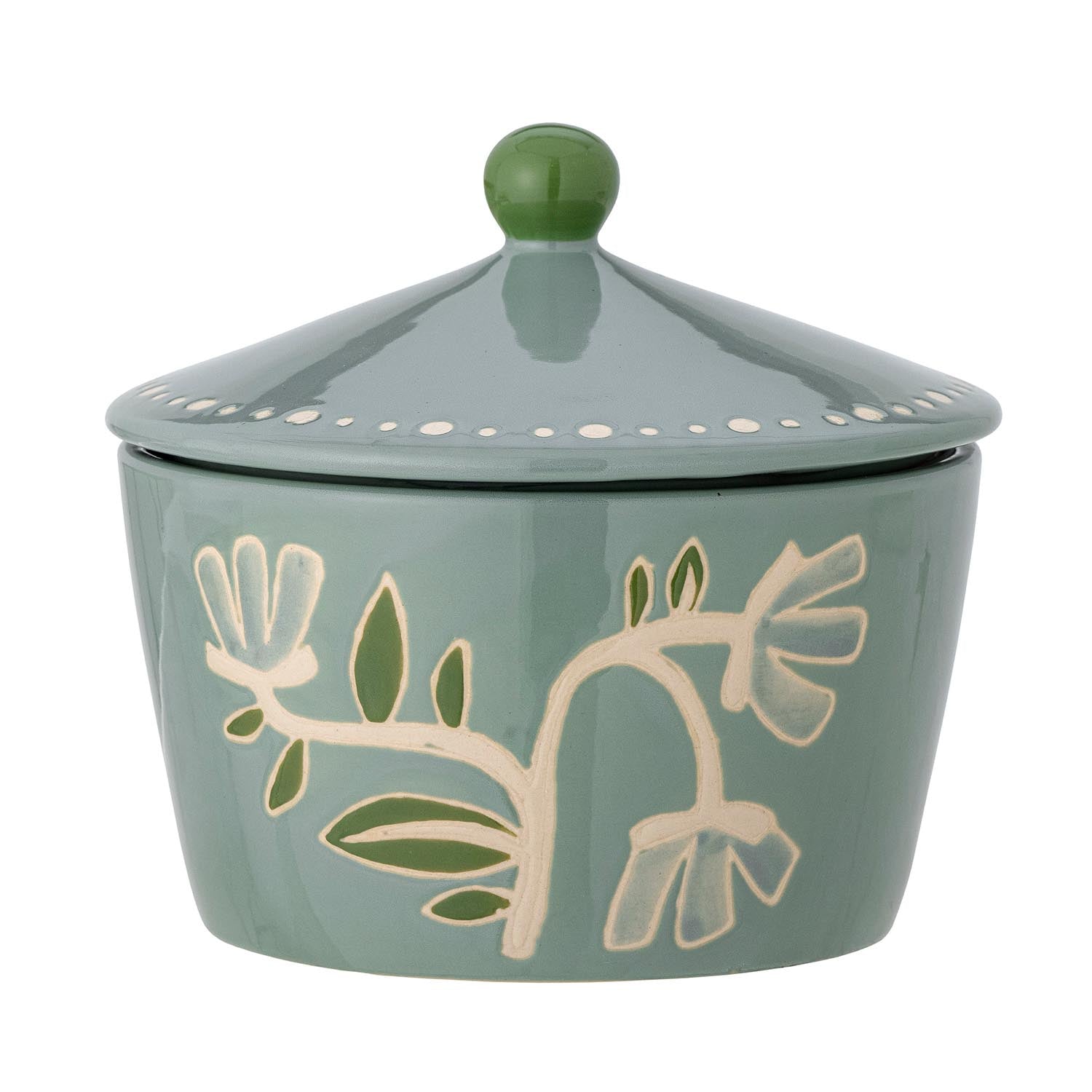 Tangier Gefäß: Handbemaltes Steingut in lebendigem Grün, ideal für Aufbewahrung und Deko. Retro-Charme für Ihr Zuhause.