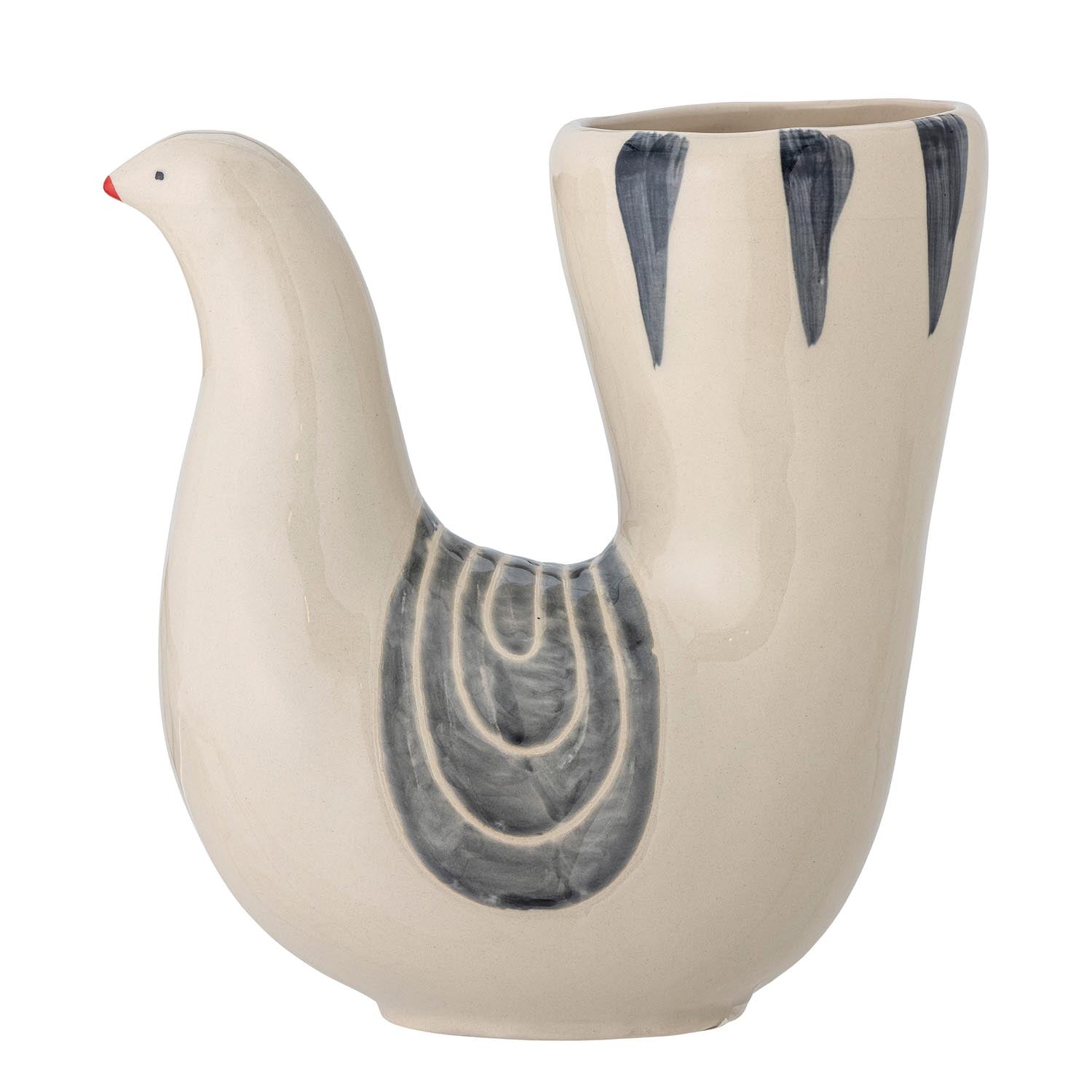 Die Trudy Vase von Bloomingville: Elegante Steingutkunst in Weiss, handbemalt, mit einzigartiger Silhouette. Ideal für Blumen oder als Deko.
