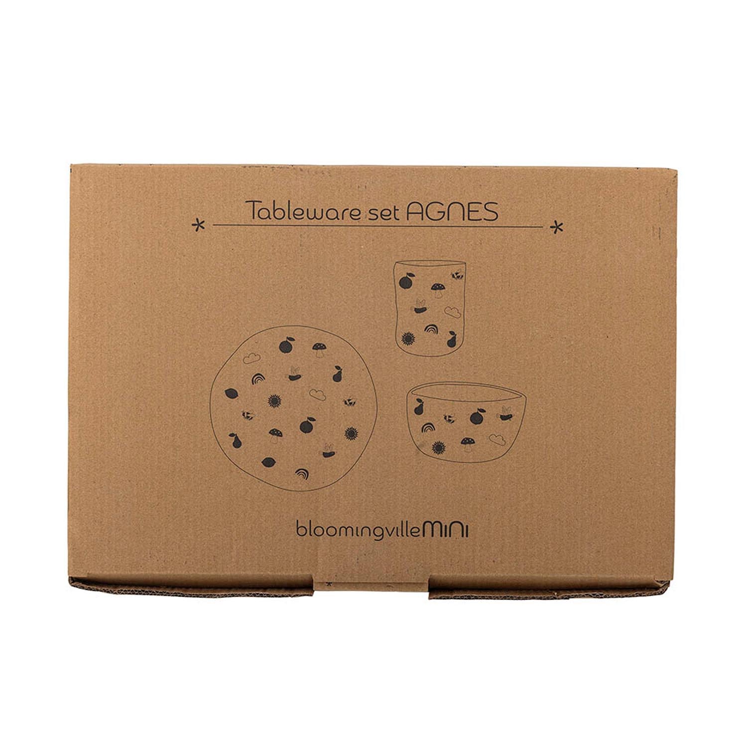 Das Agnes Geschirr-Set von Bloomingville Mini aus weißem Steingut ist robust, stilvoll und perfekt für Kinder gestaltet.