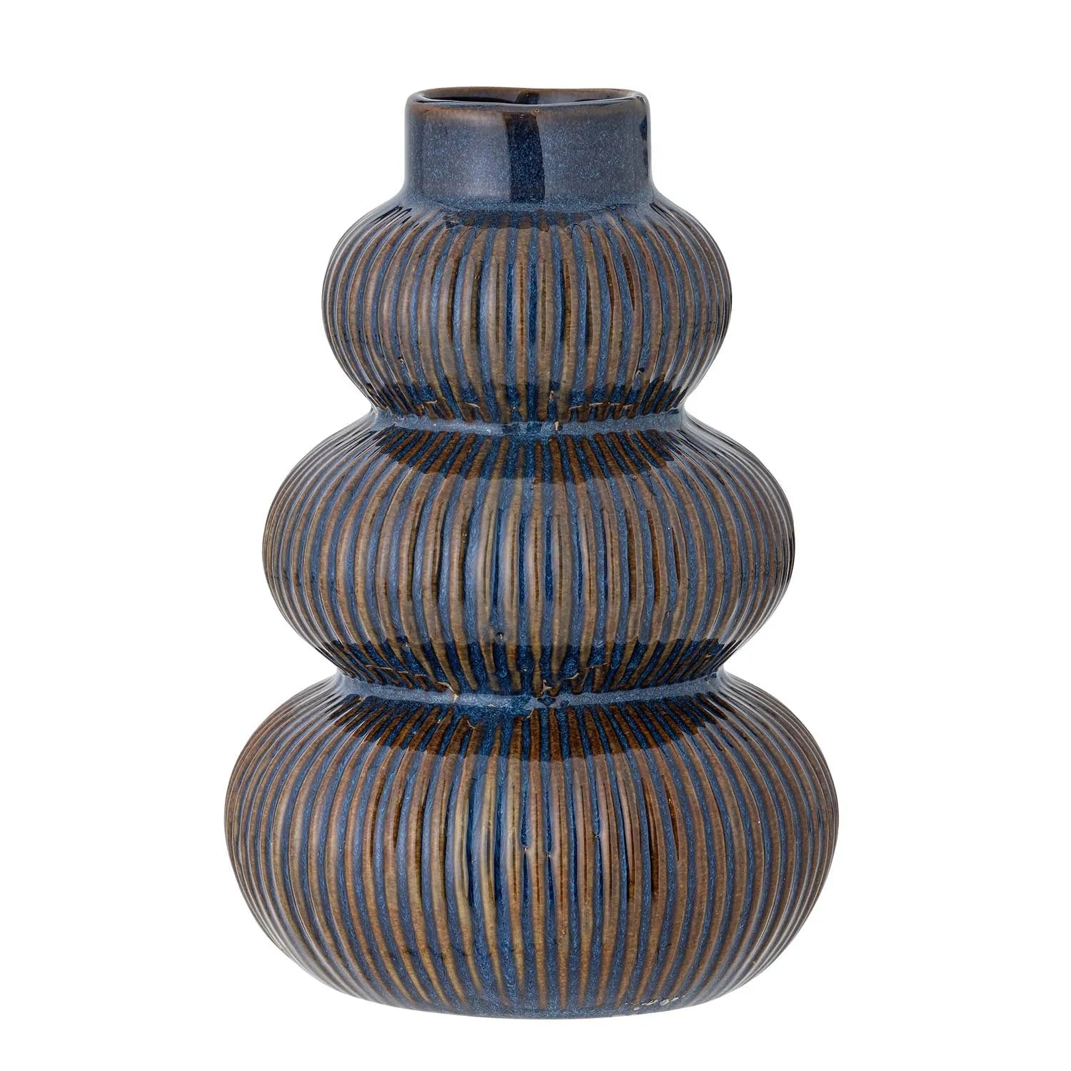 Die Myrtle Vase von Bloomingville: Skandinavisches Design aus blauem Steingut, das mit lebendiger Glasur und einzigartigen Farbvariationen besticht.