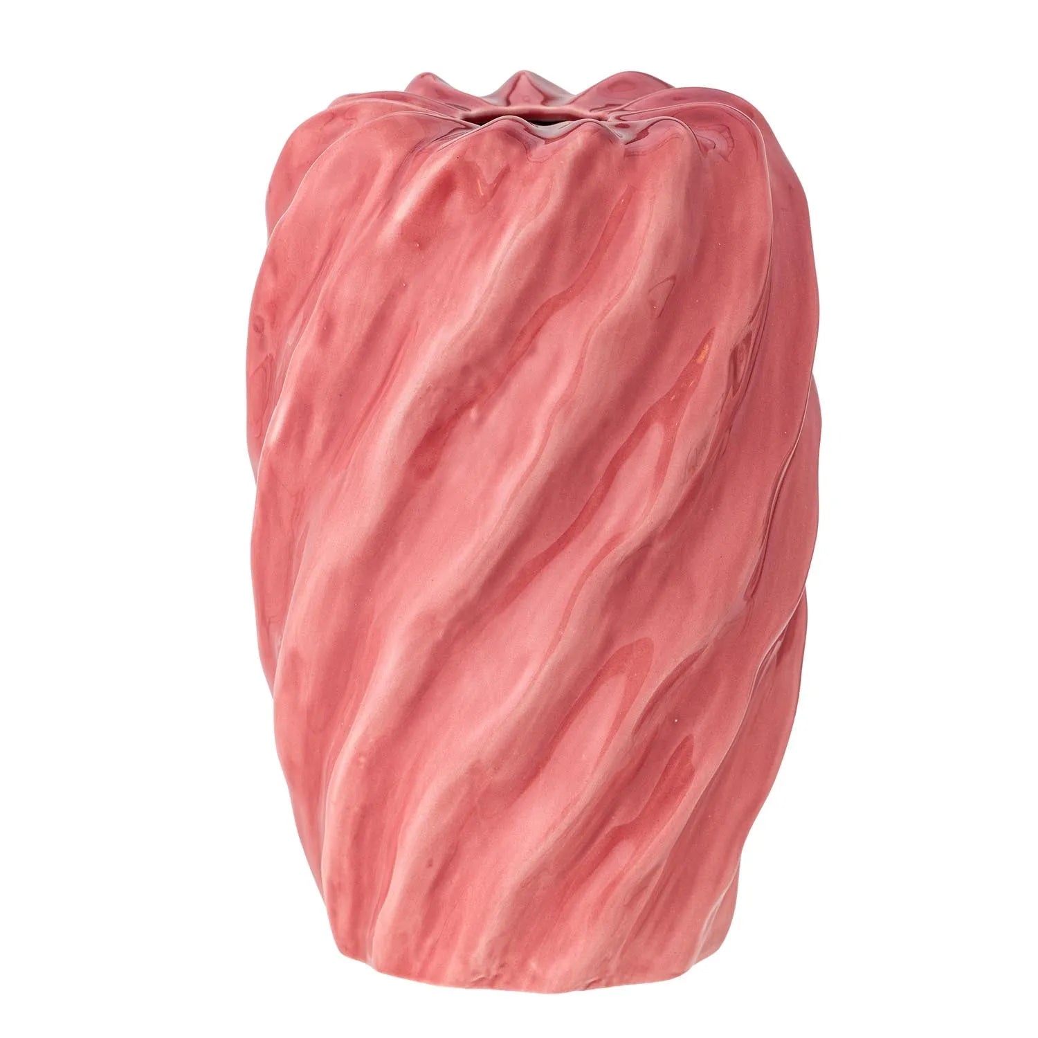 Die Rowena Vase in Rosé von Bloomingville: skandinavisches Design, robustes Steingut, kunstvolle Form, vielseitig dekorierbar.