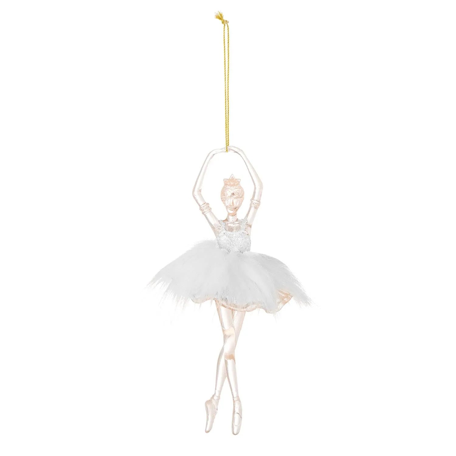 Elegantes Misty Ornament von Bloomingville: Balletttänzerin aus hochwertigem Kunststoff, anmutig und langlebig, ideal für den Weihnachtsbaum.