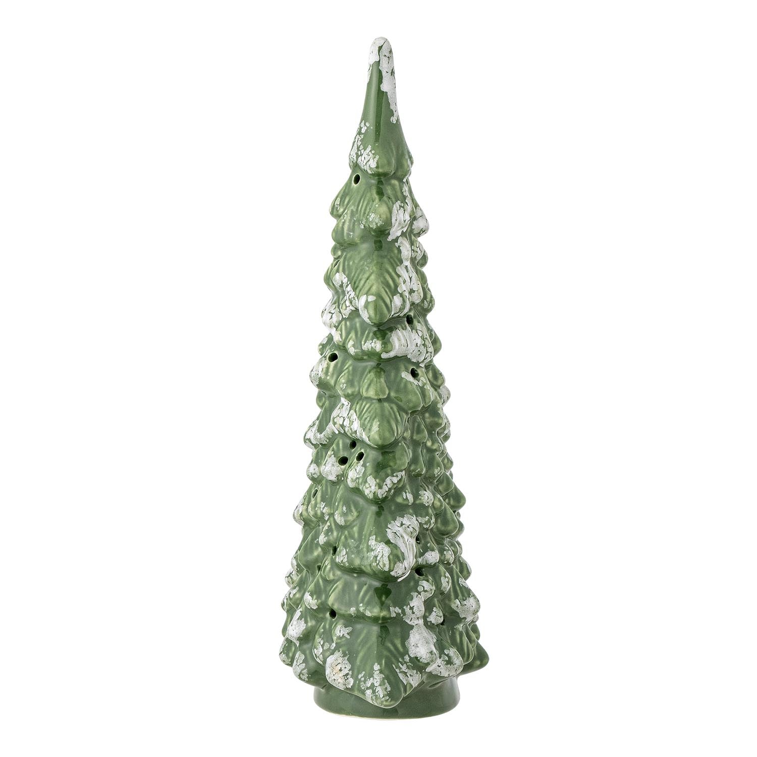 Stilvolle grüne Steingut-Deko mit Licht von Bloomingville, perfekt für eine gemütliche Atmosphäre und modernes Interieur.