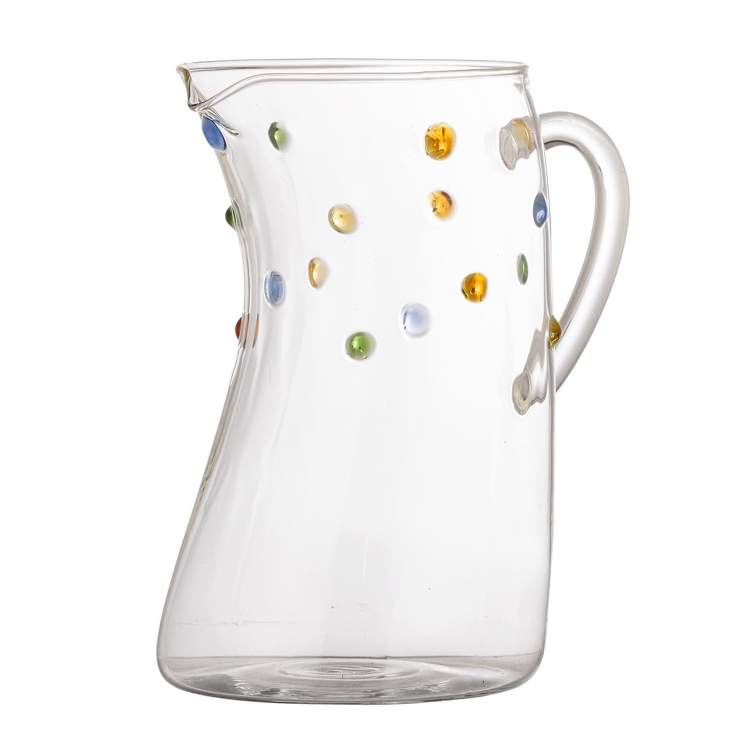 Der Thalia Krug von Bloomingville aus klarem Glas besticht durch sein elegantes Design und ist perfekt für Getränke geeignet.