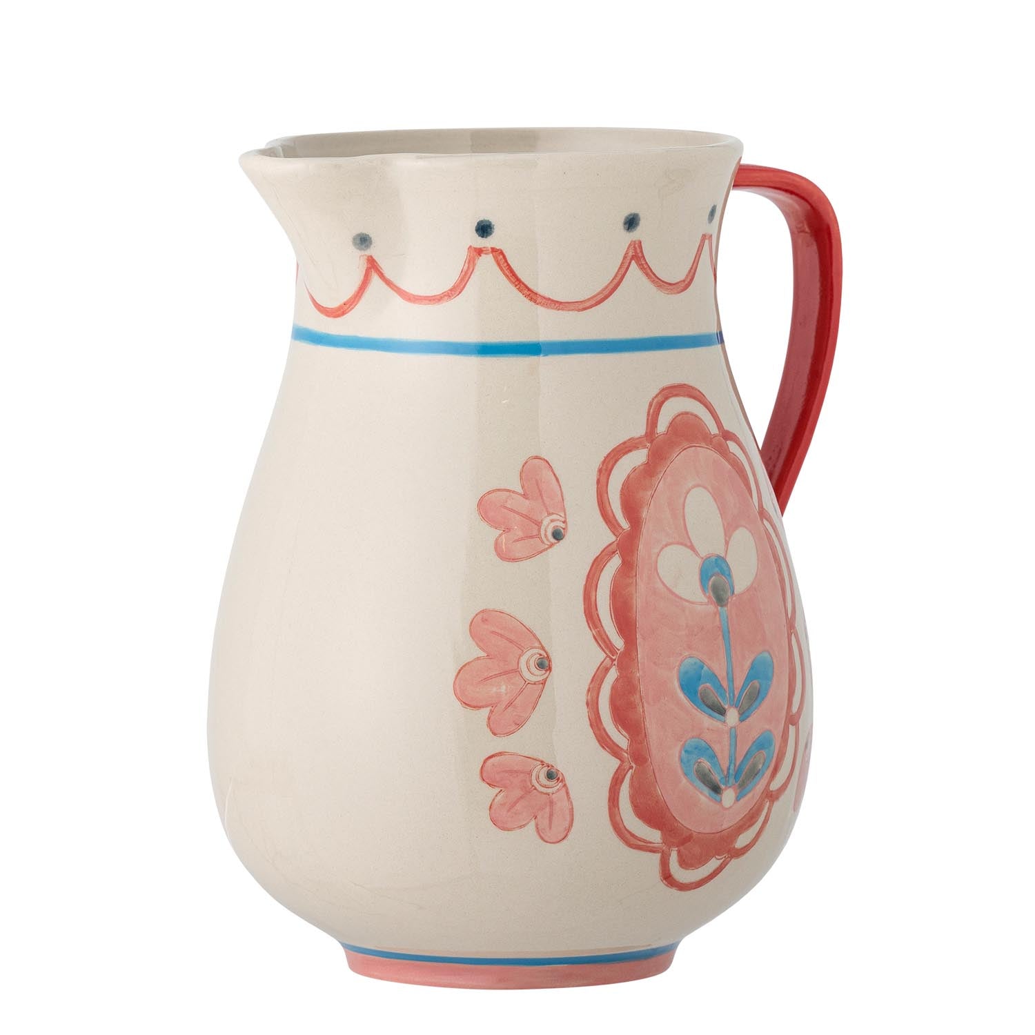 Der Odina Krug von Bloomingville aus Steingut in sanftem Rosé bringt Eleganz und modernen Stil auf Ihren gedeckten Tisch.