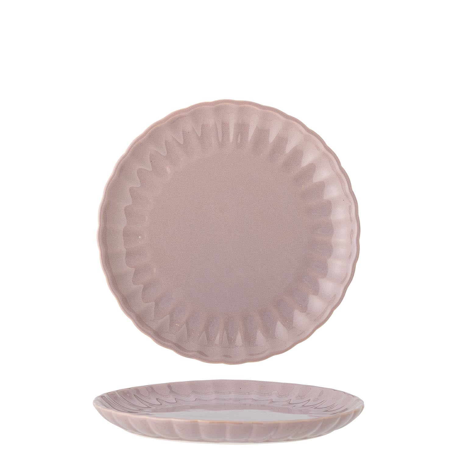 Latina Teller von Bloomingville aus Steingut in sanftem Rosé, perfekt für moderne und elegante Tischarrangements.